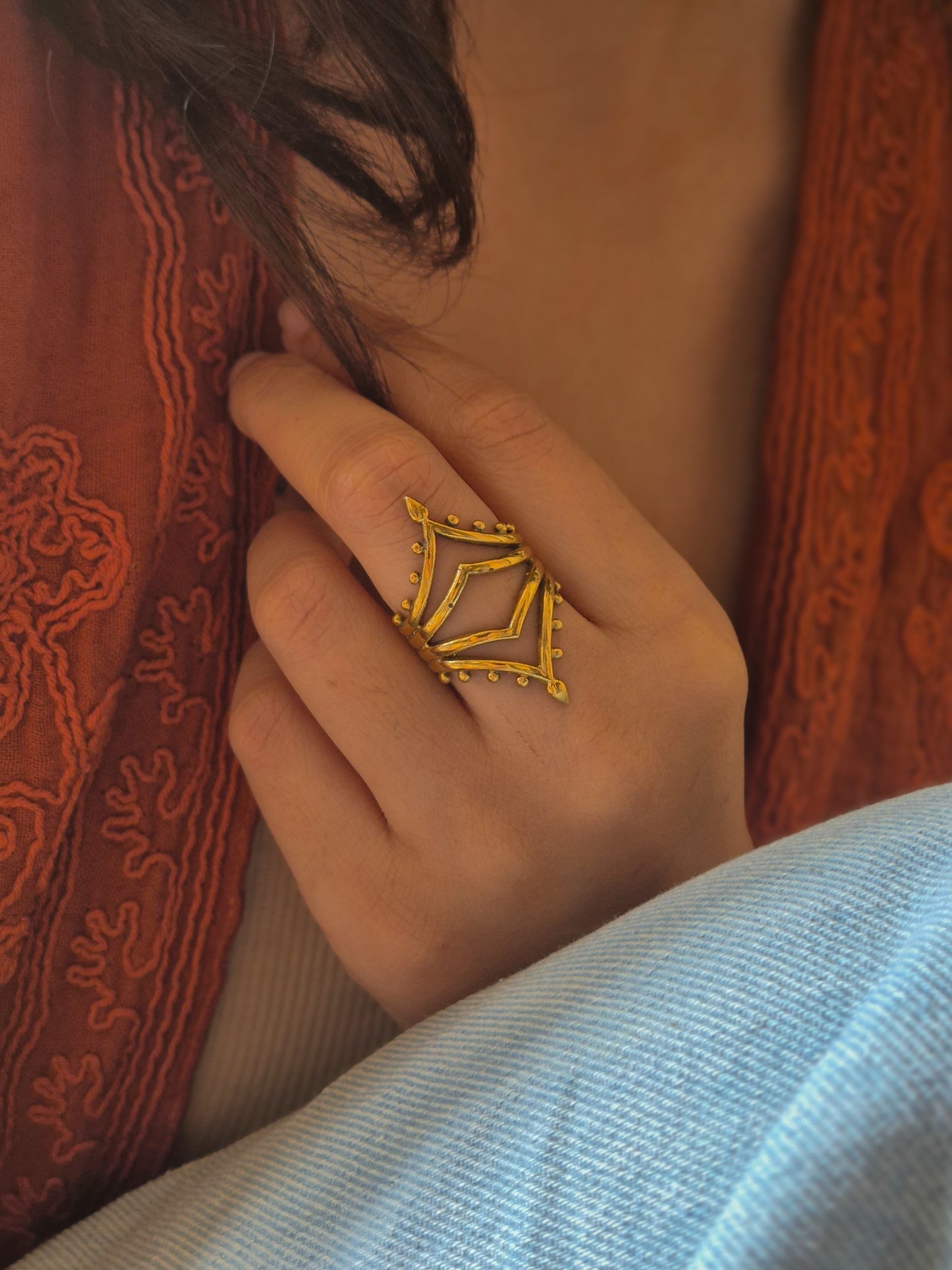 Divine Aura Adjustable brass ring