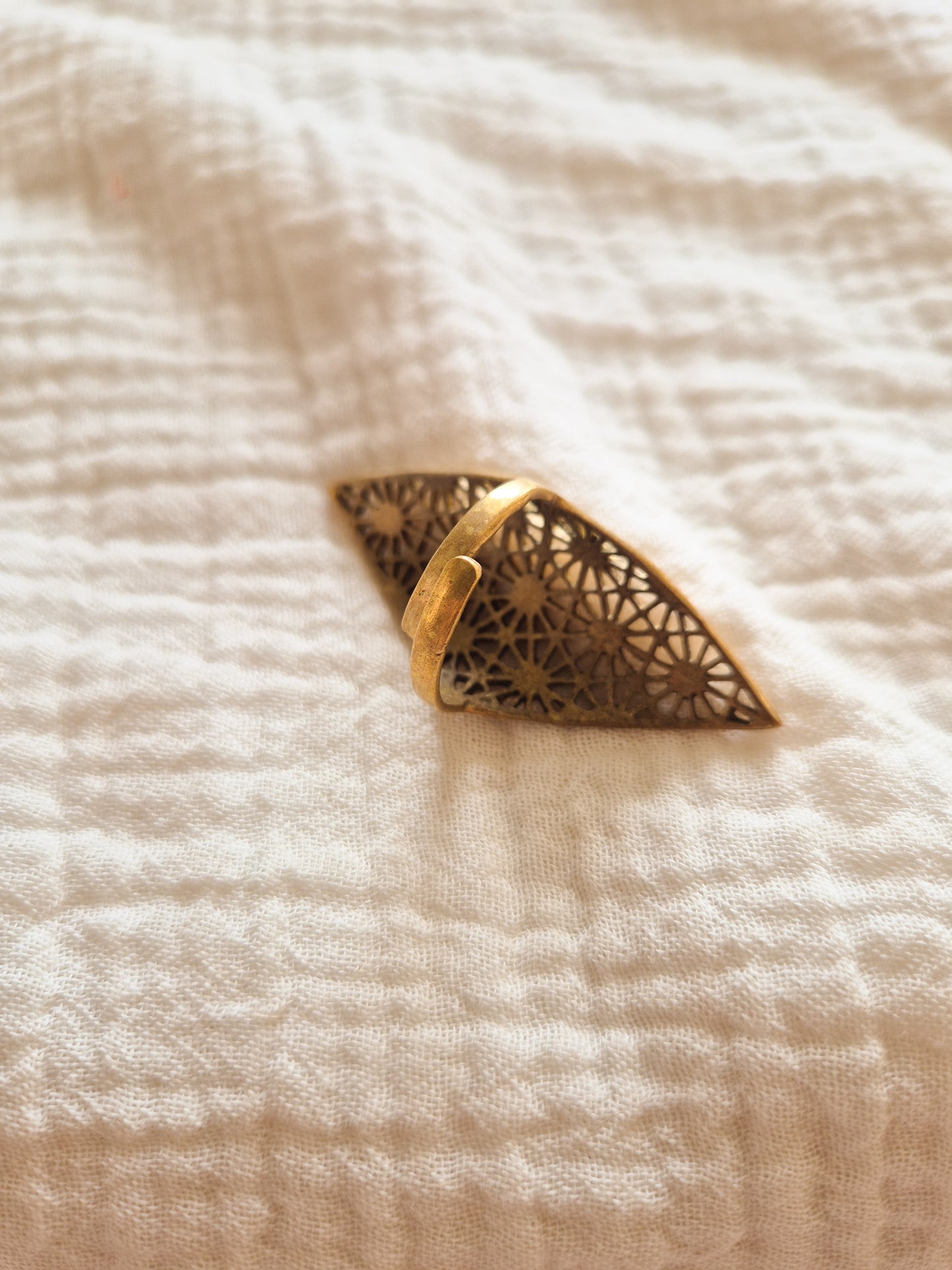 Sacred geometry aura adjustable brass ring