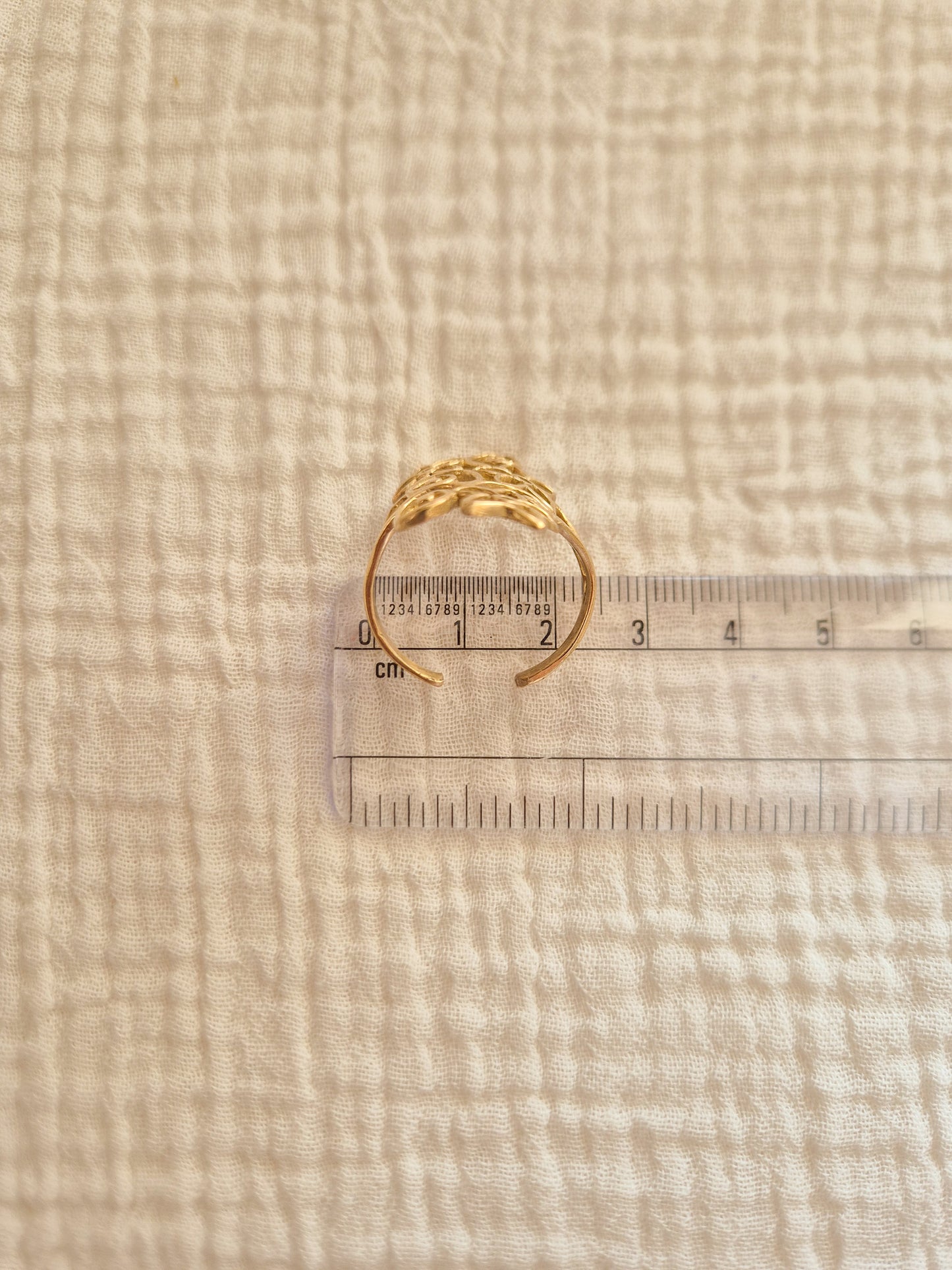 Wild flower adjustable brass ring