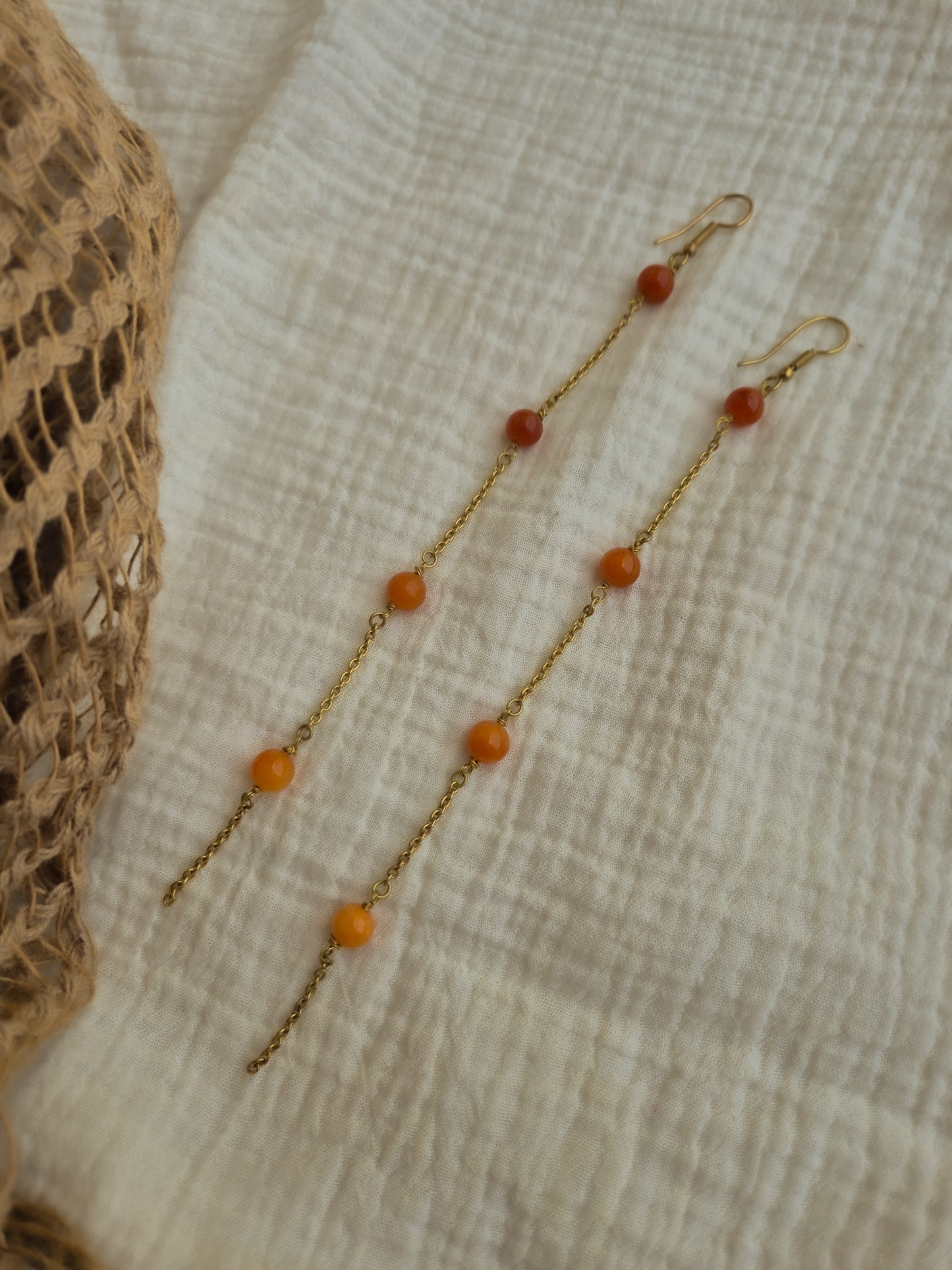 Sunset nomad orange brass earrings