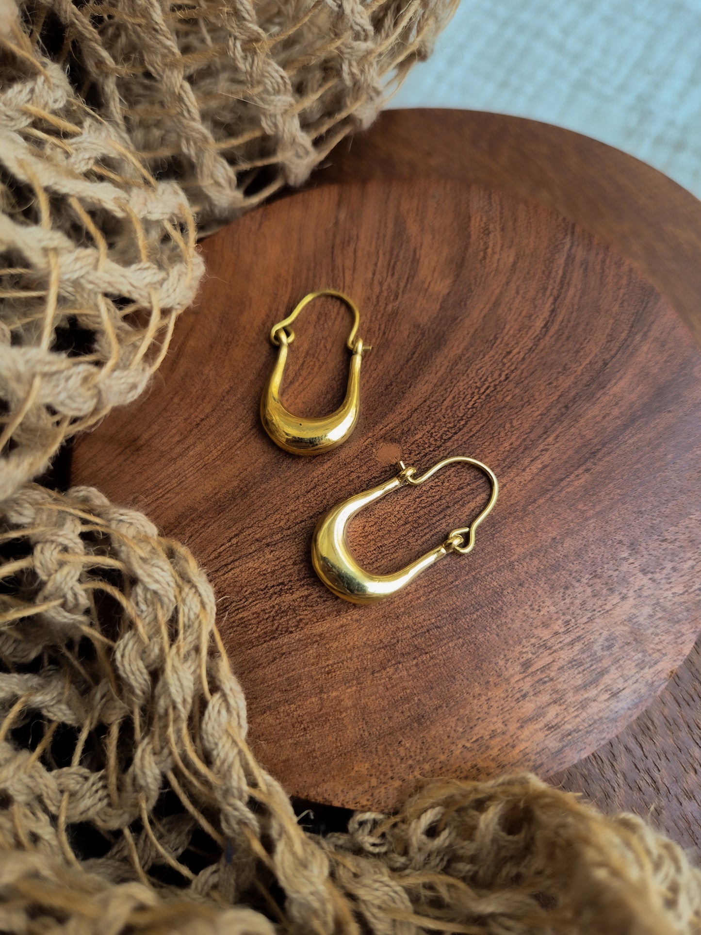 Dhii lil oval hoop brass earrings