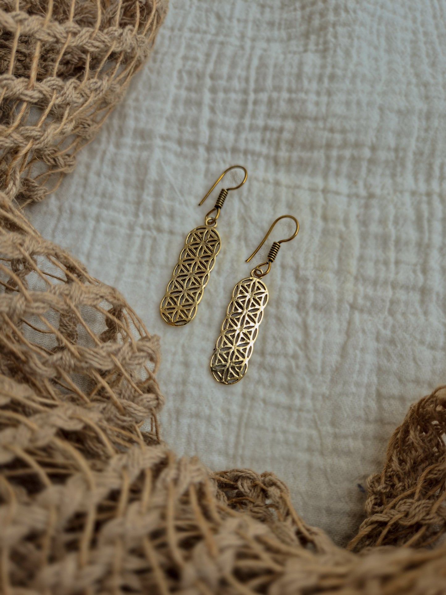 Seed of life brass earrings
