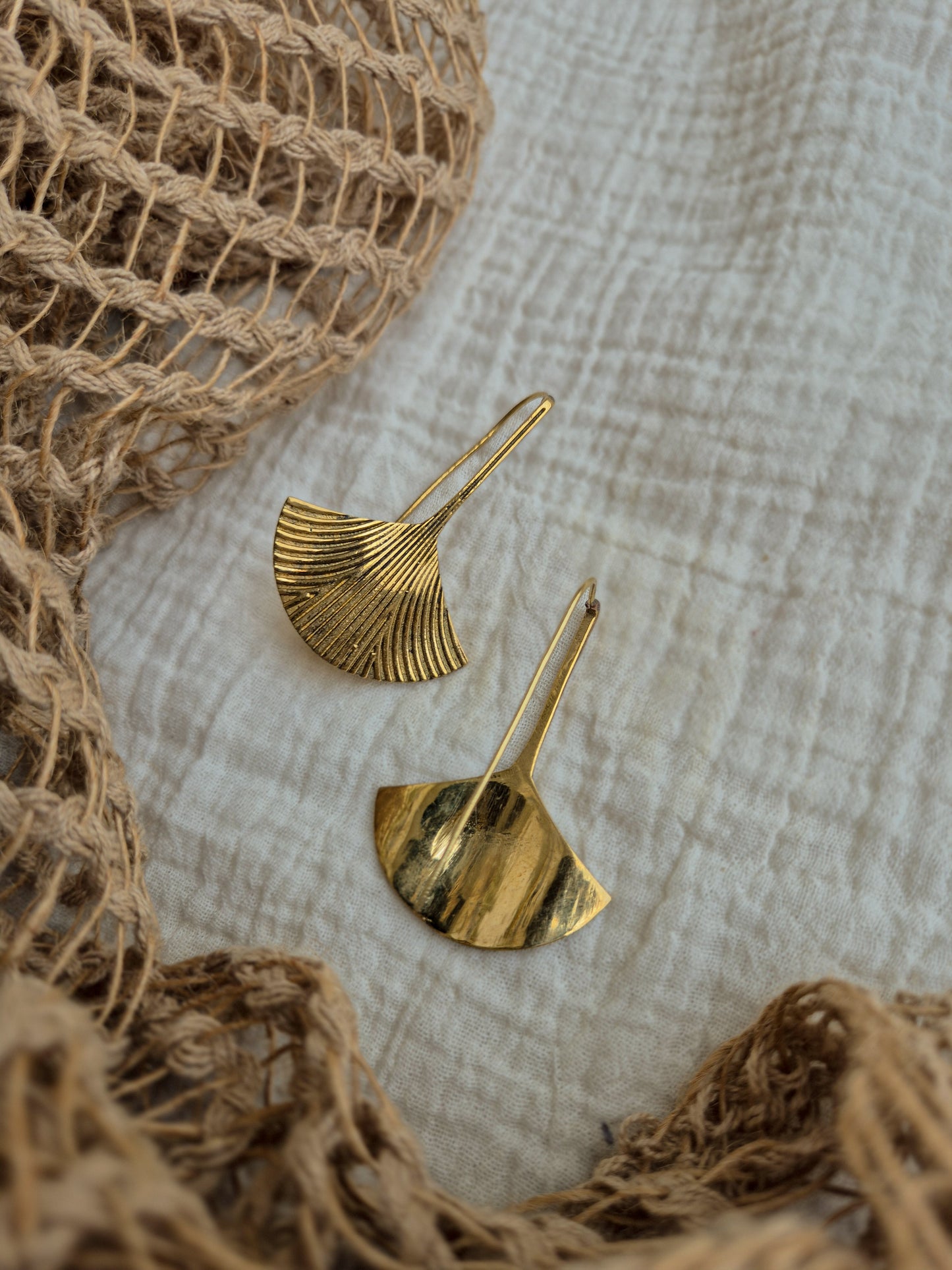 Aureya petal brass earrings
