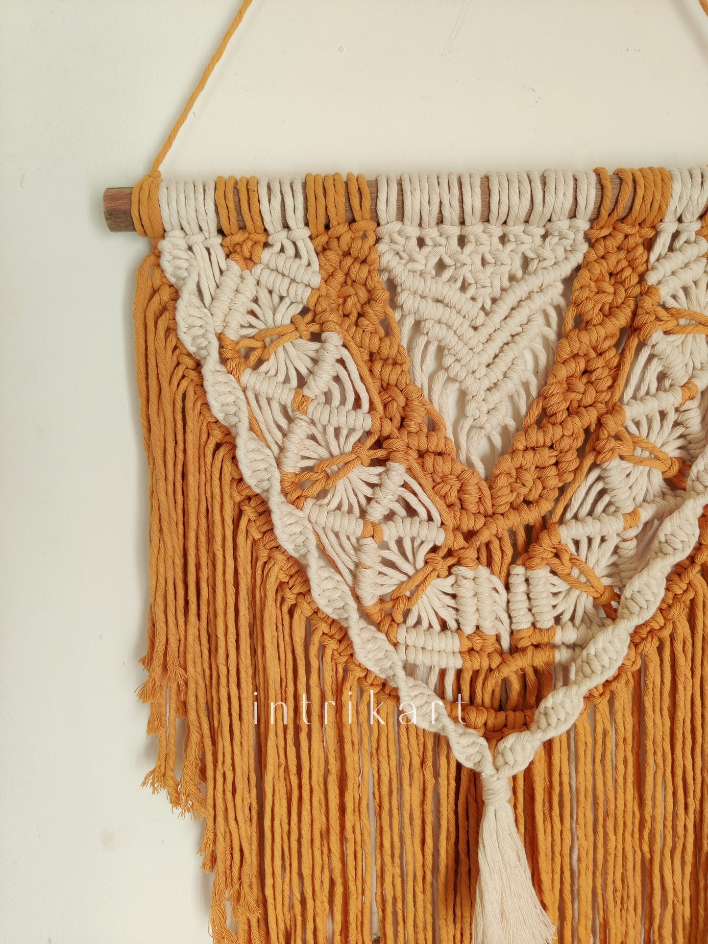 Mustard classic macrame wall hanging
