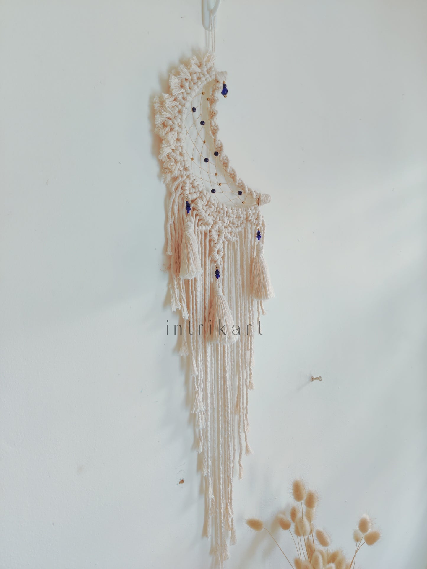 Offwhite moon macrame dreamcatcher