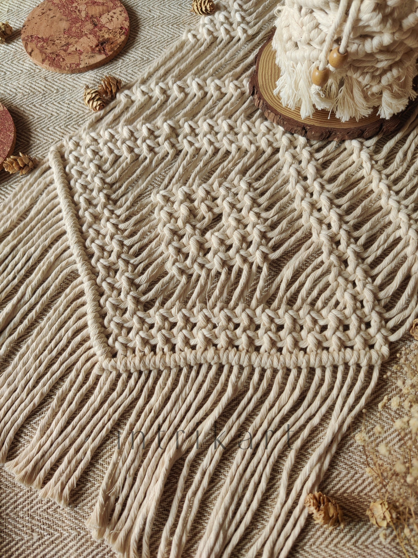 Off white macrame table runner
