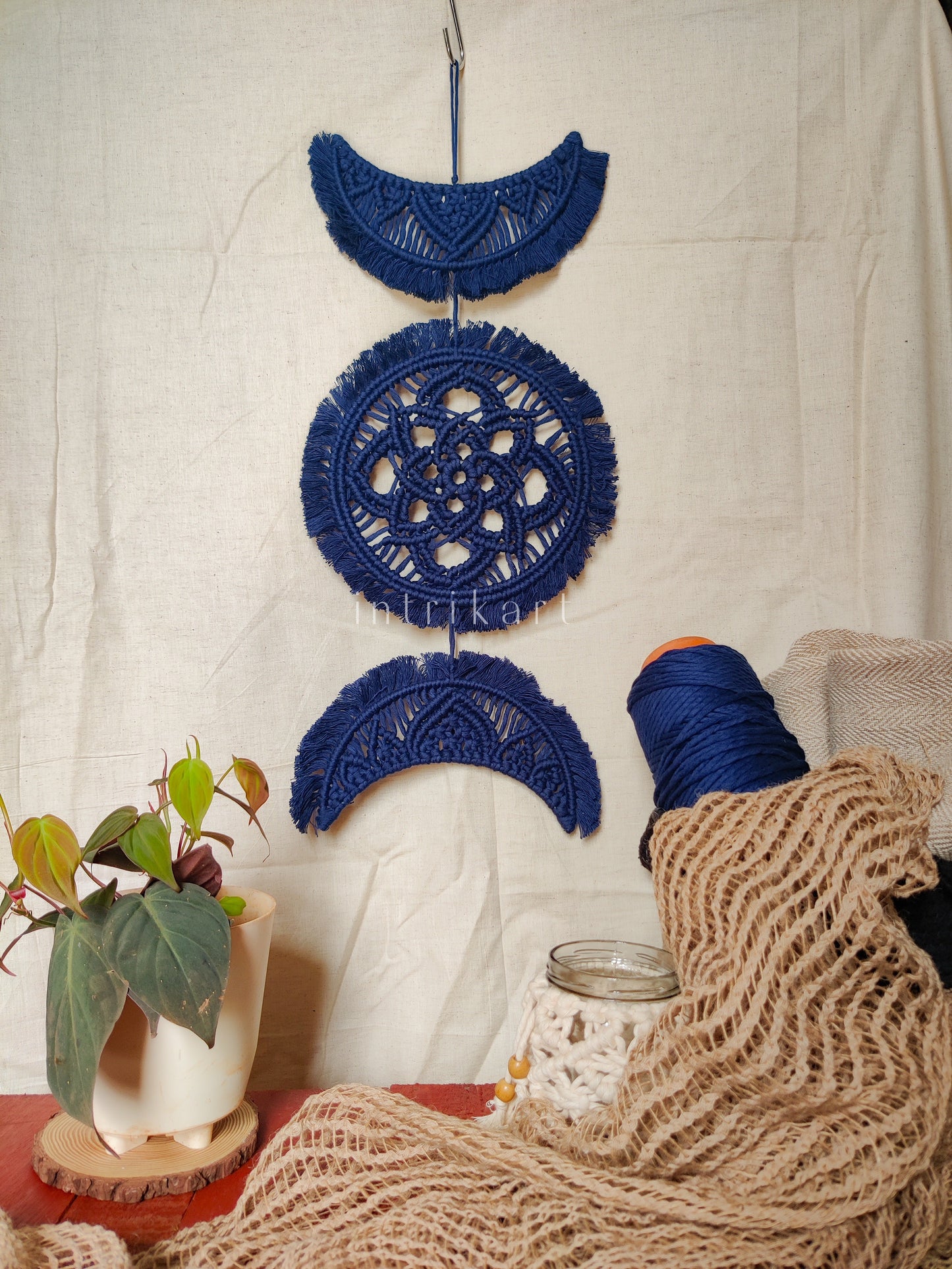 Phases of moon macrame decor