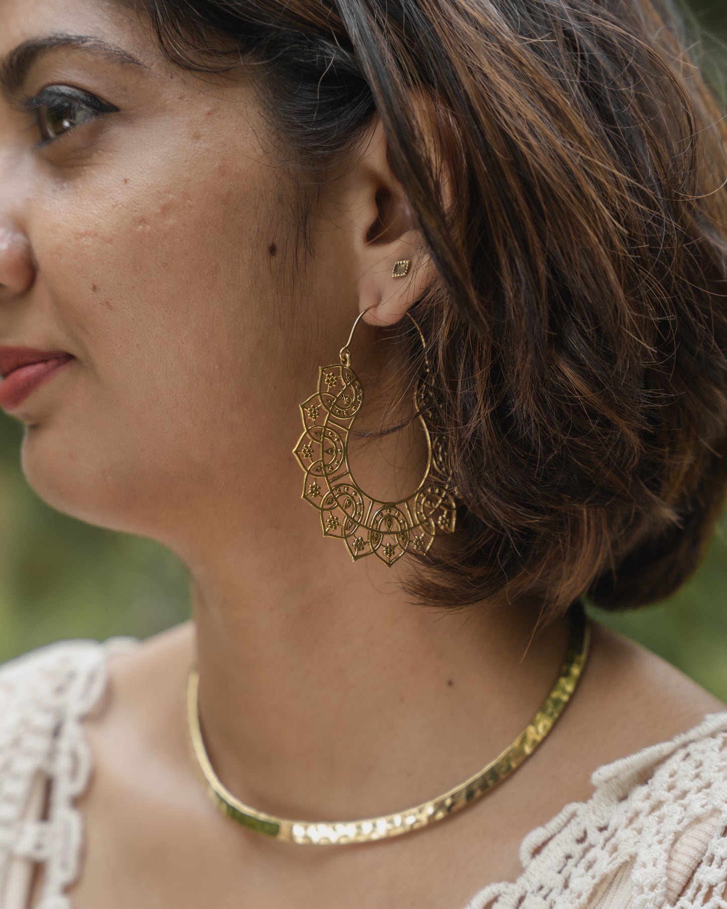 Heritage hoop brass earrings