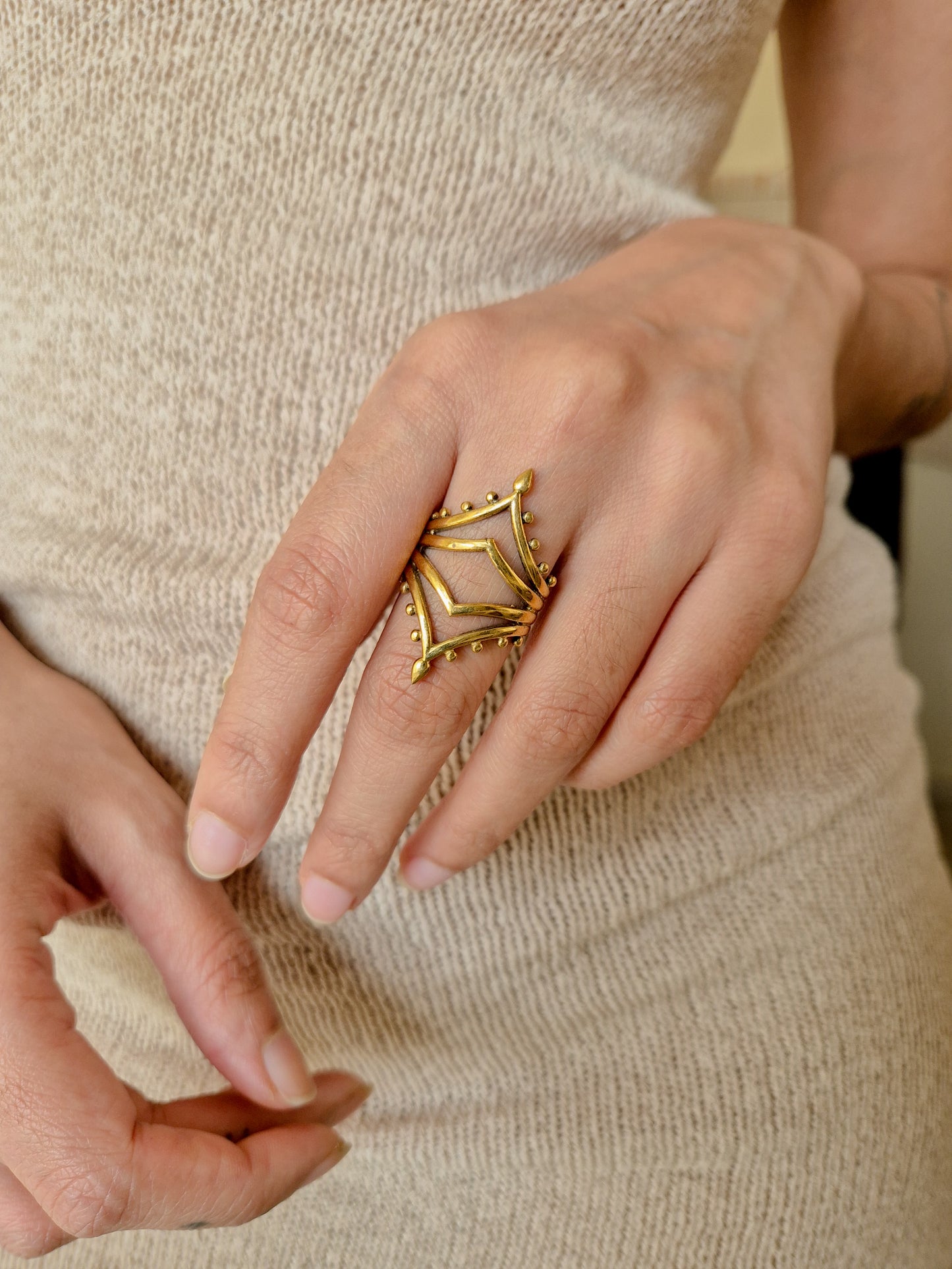 Divine Aura Adjustable brass ring