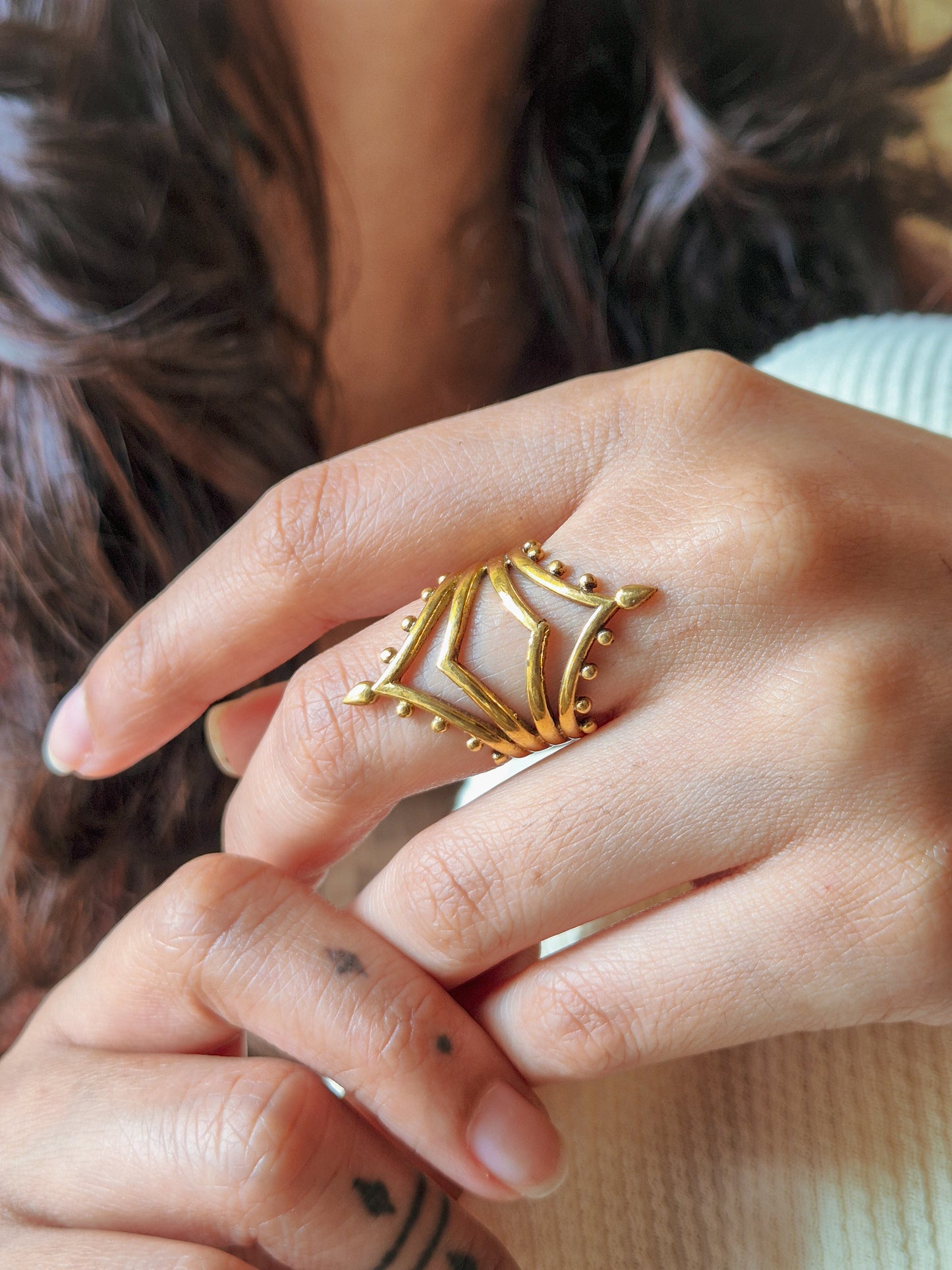 Divine Aura Adjustable brass ring