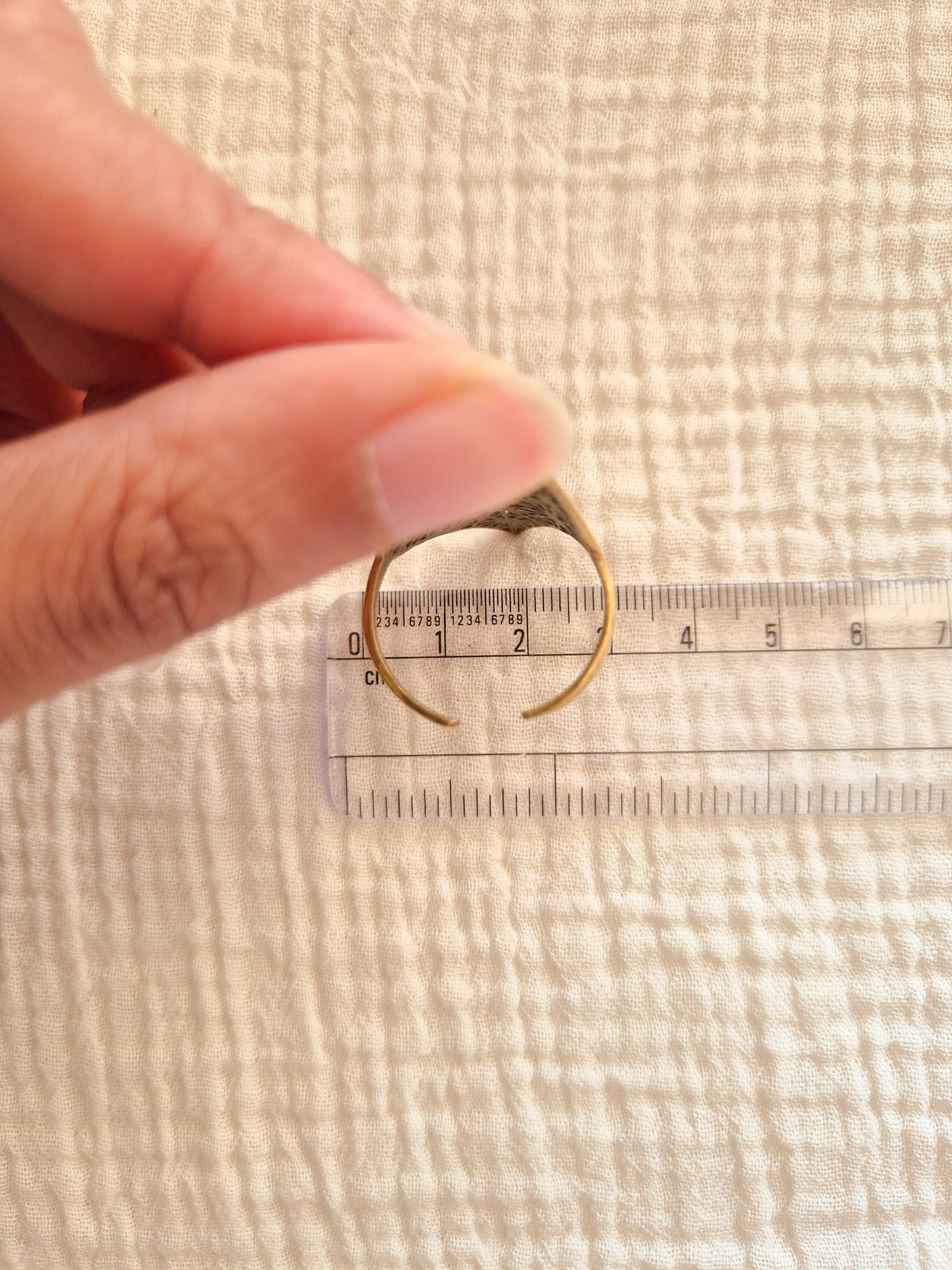 Sacred geometry aura adjustable brass ring