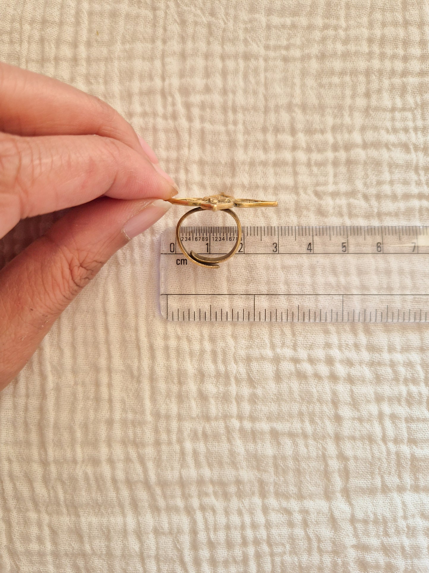 Disha flower adjustable brass ring