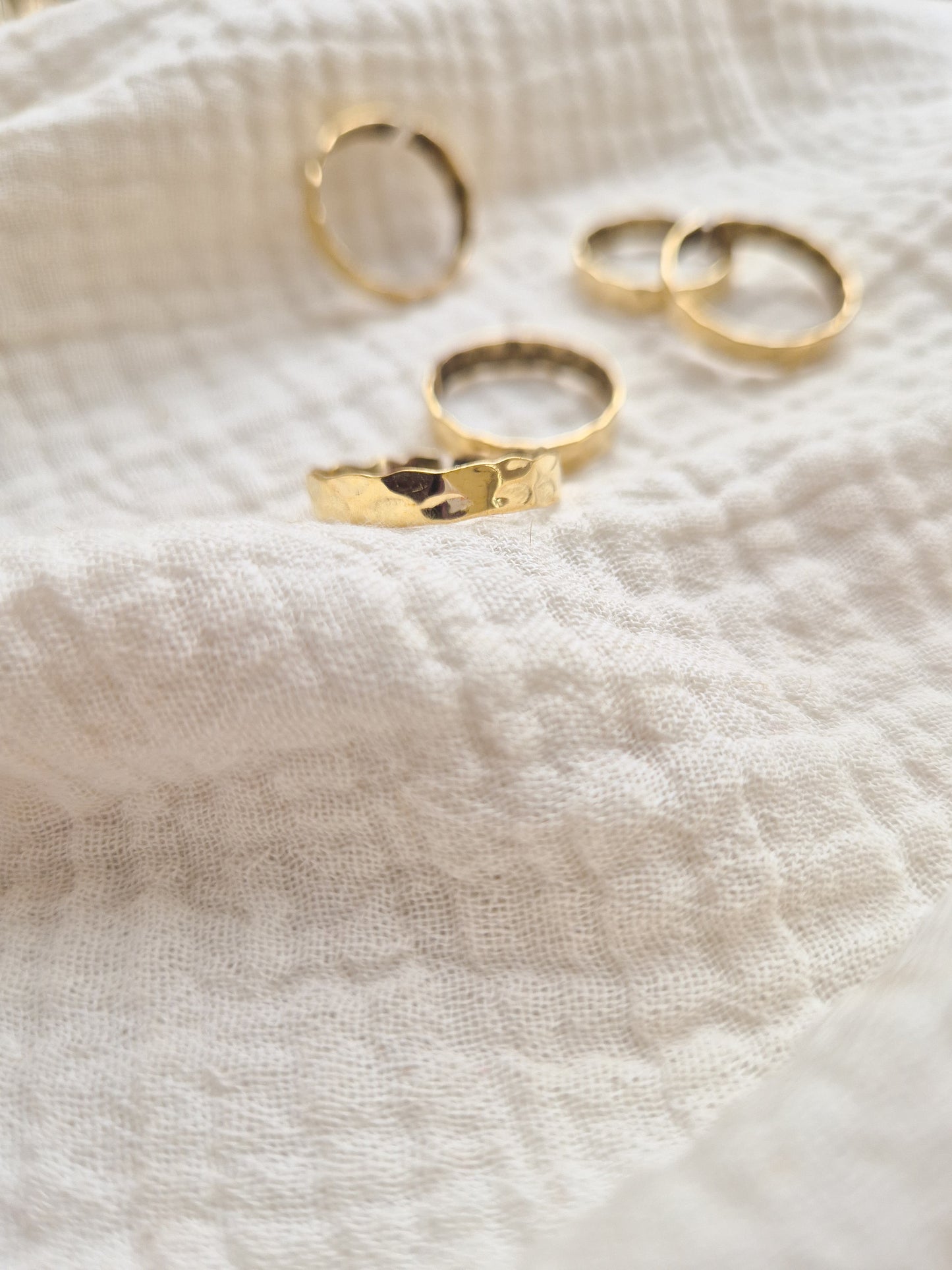 Dhara hammered band brass ring
