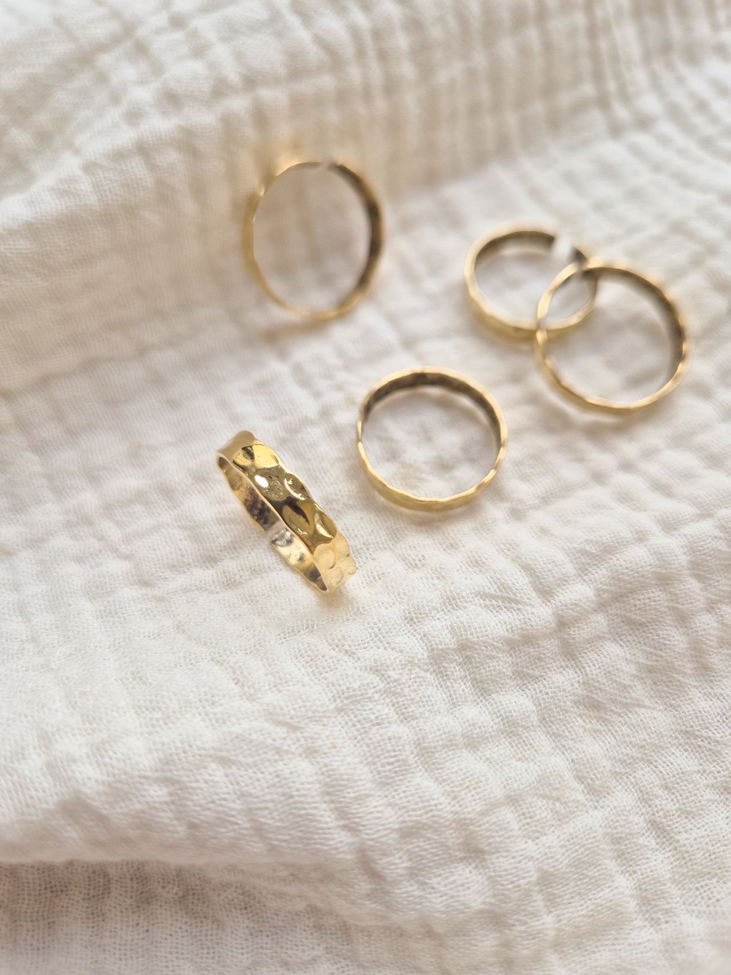 Dhara hammered band brass ring