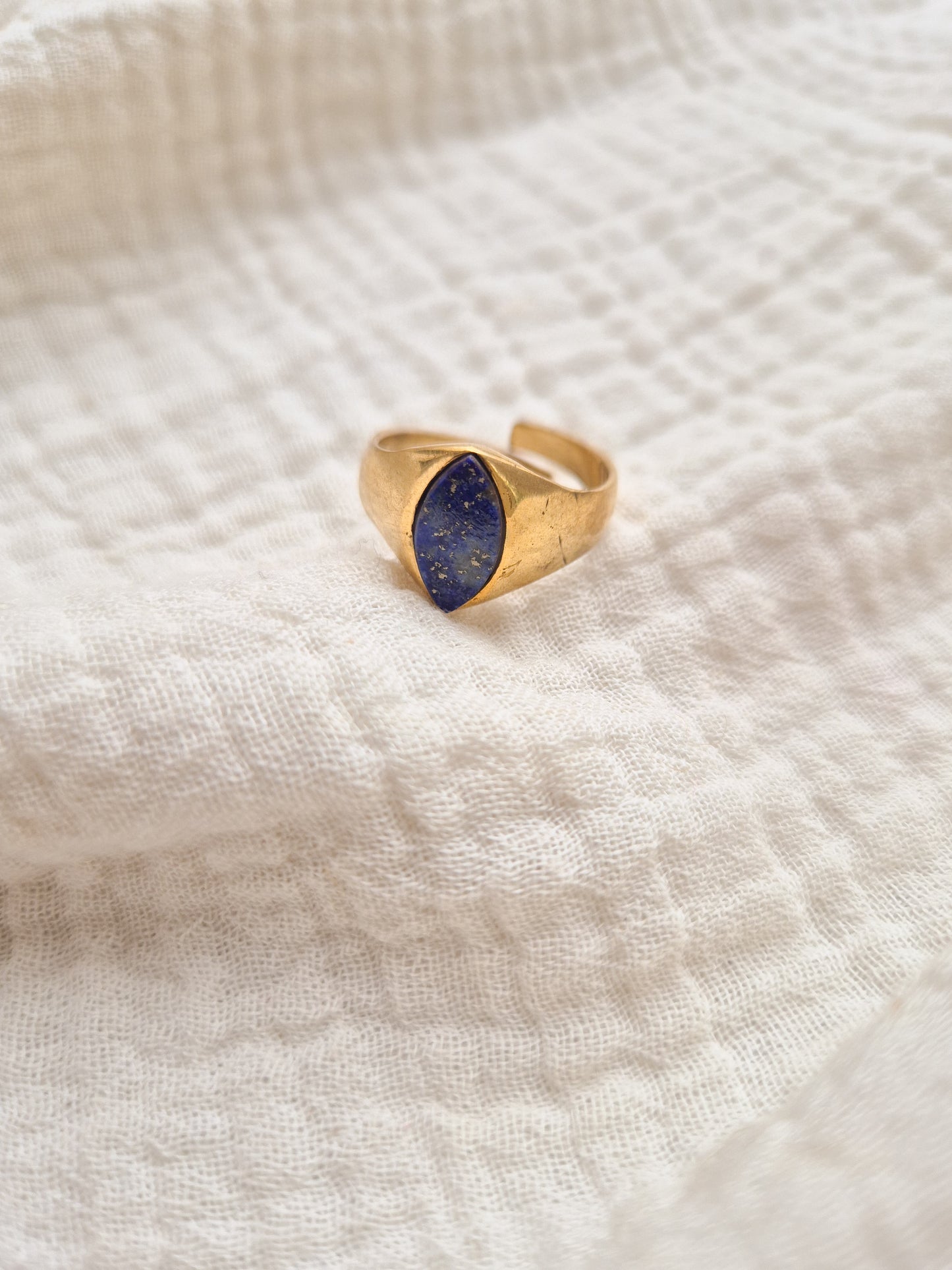 Evara lapis blue brass ring