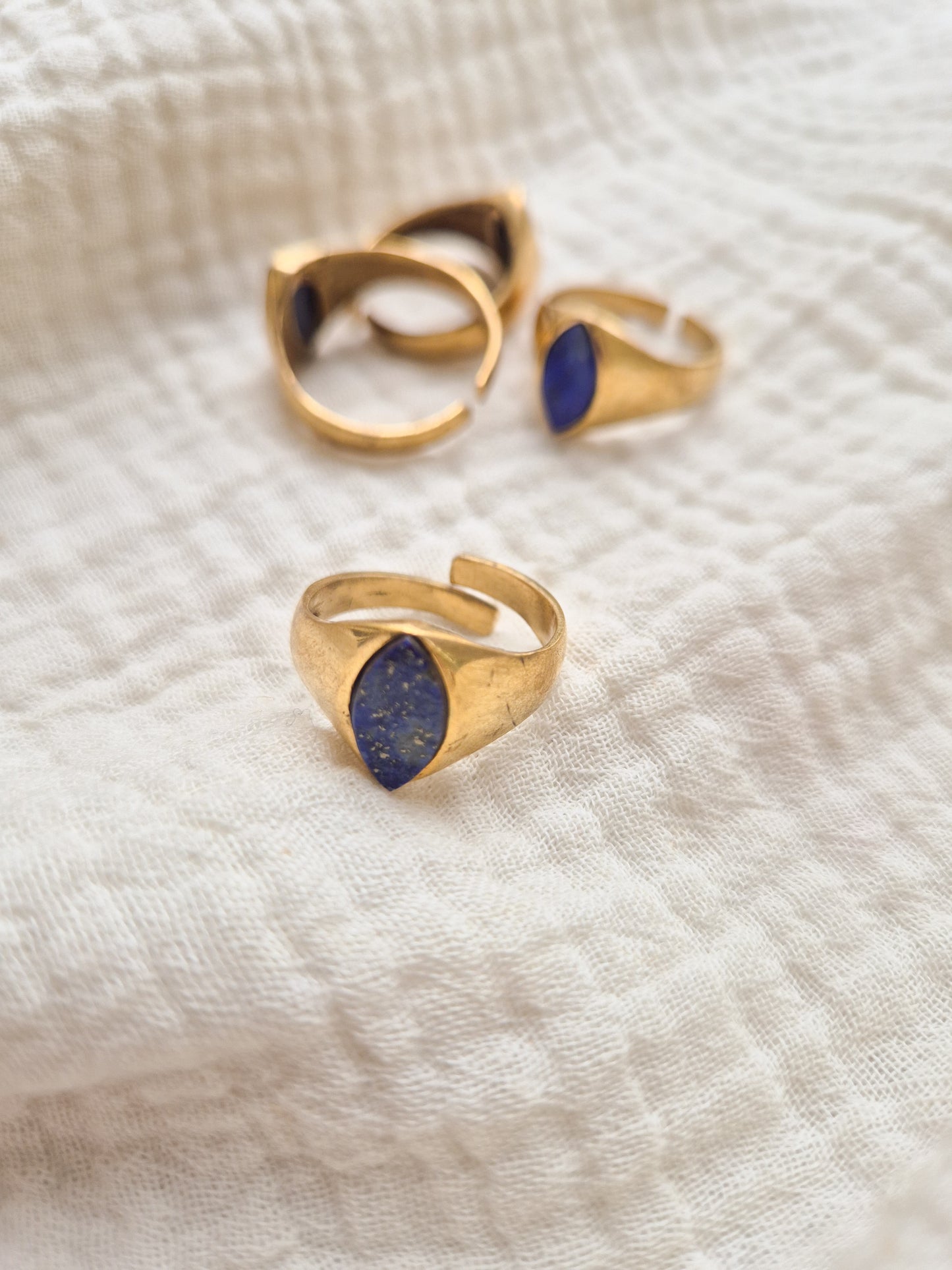 Evara lapis blue brass ring