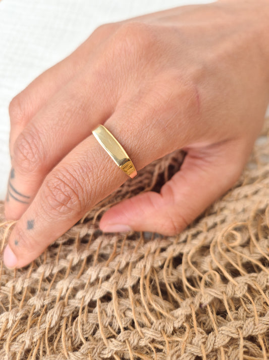 Aadi flat band brass ring