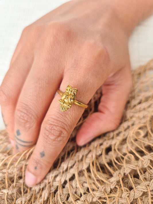 Ullu Owl brass ring