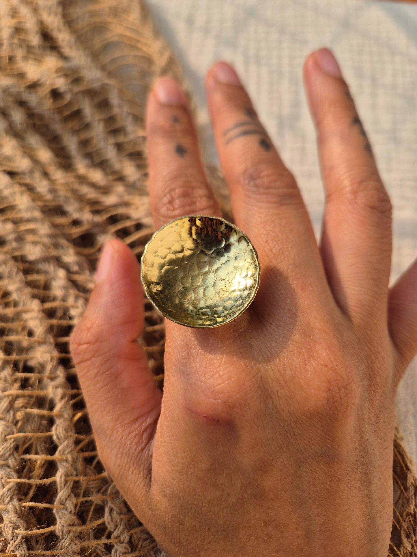Aabha hammered brass ring