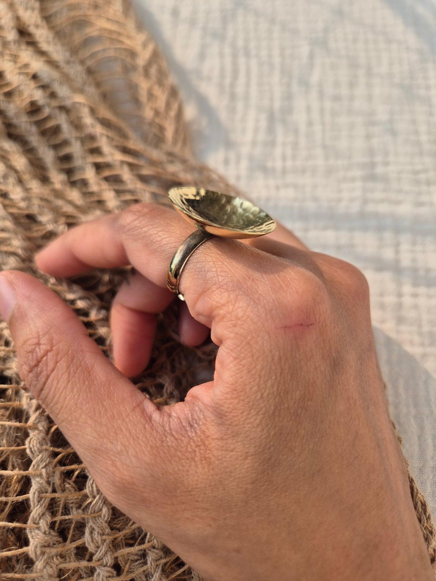Aabha hammered brass ring