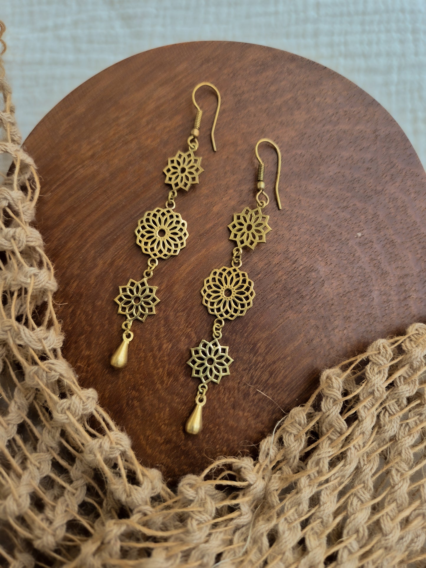 Rooh ke Ada mandala brass earrings