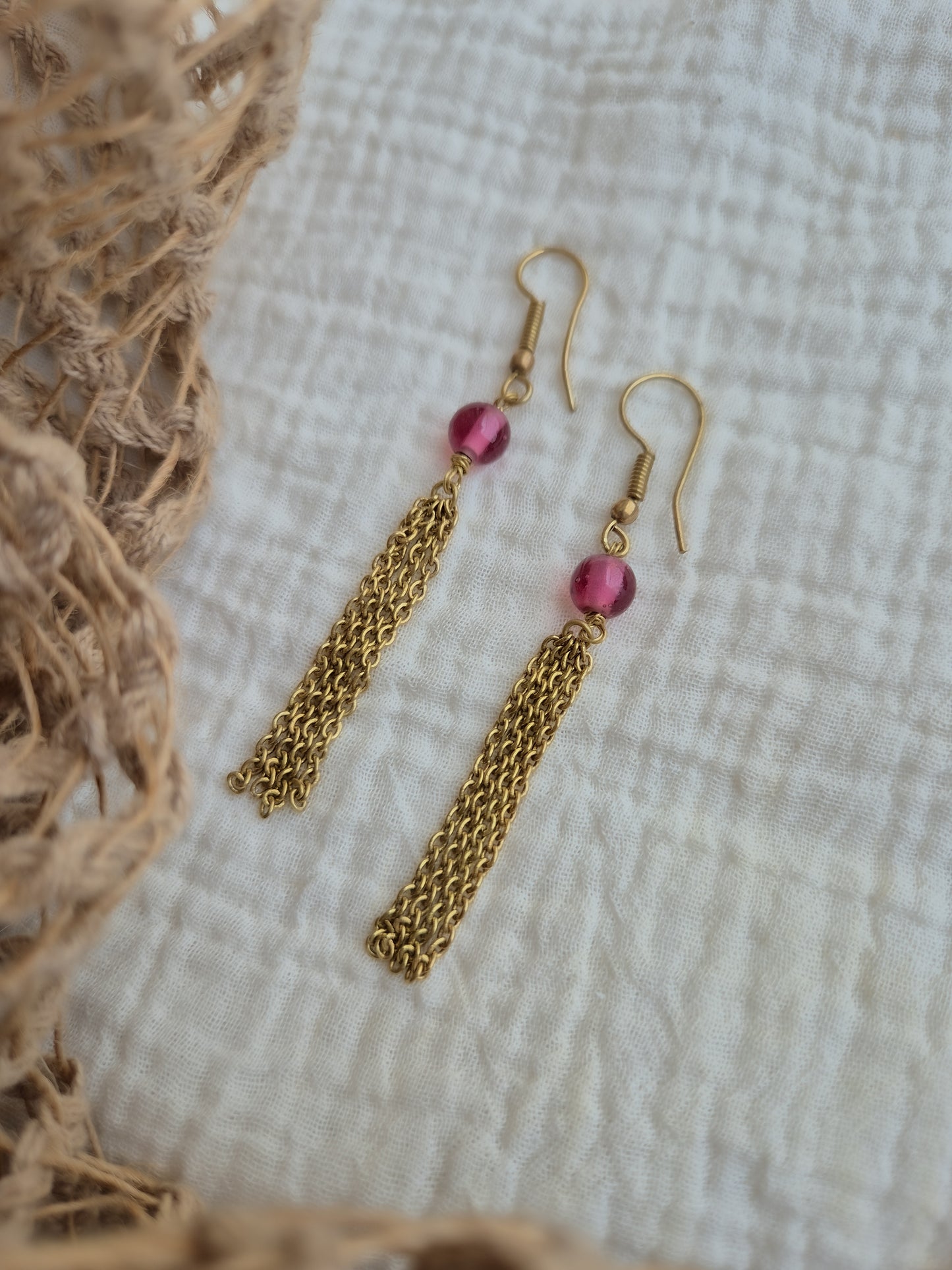 Gulnaar beaded brass earrings