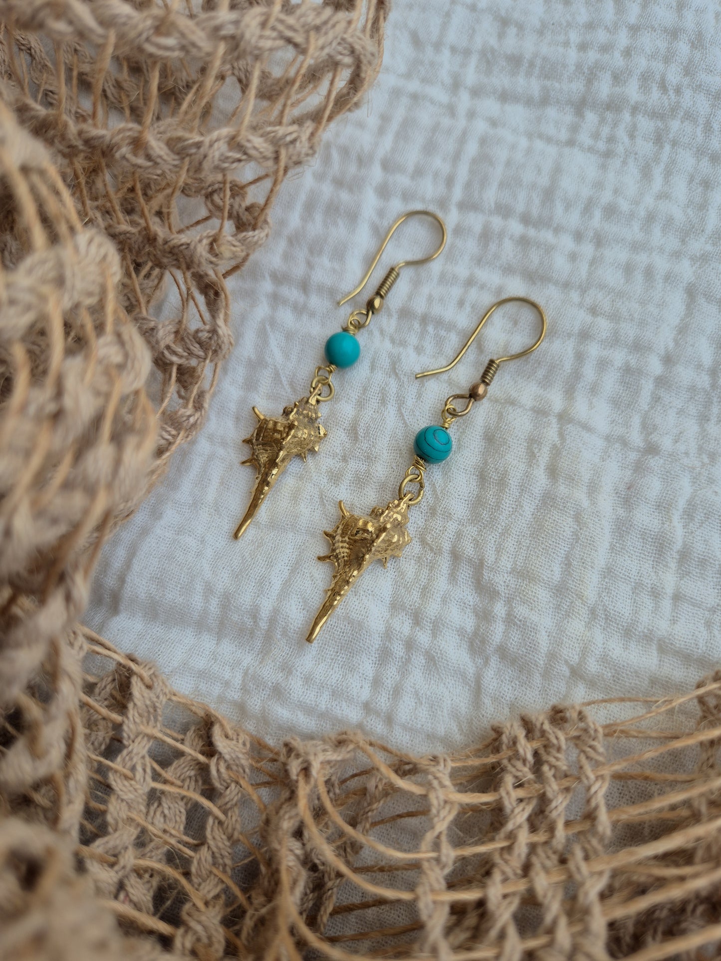 Ocean nomad turquoise brass earrings