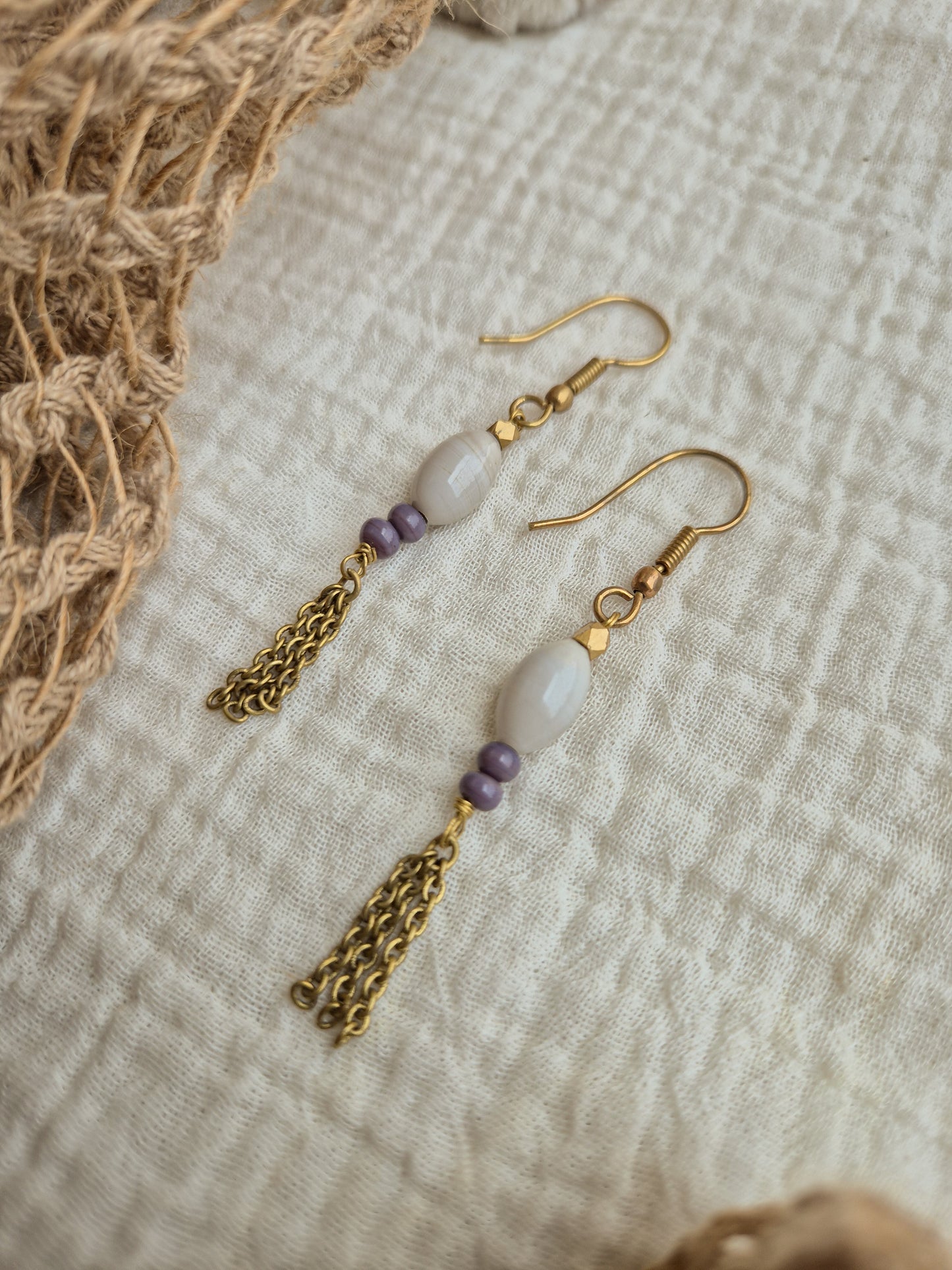 Moonberry drops brass earrings