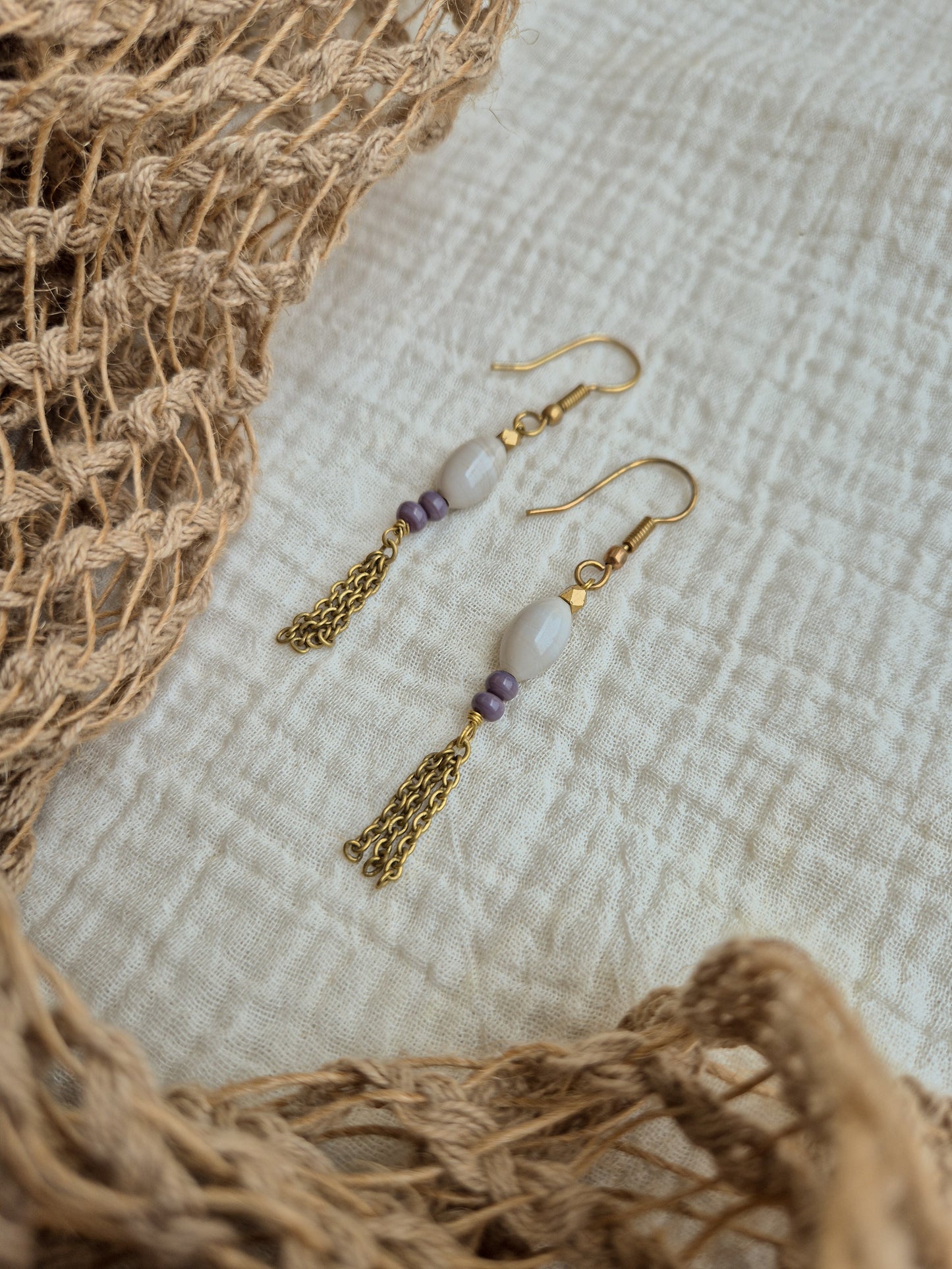 Moonberry drops brass earrings