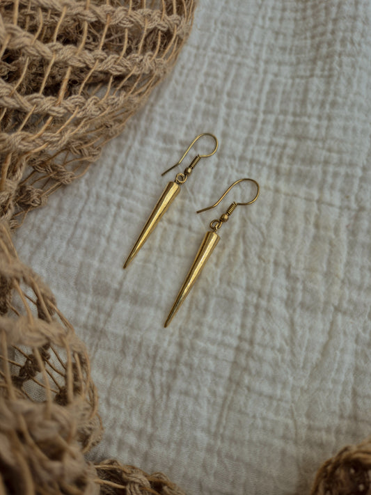 Boho edgy spike brass earrings