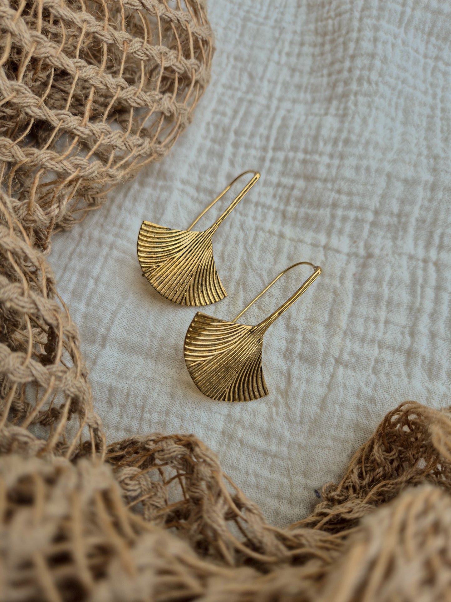 Aureya petal brass earrings