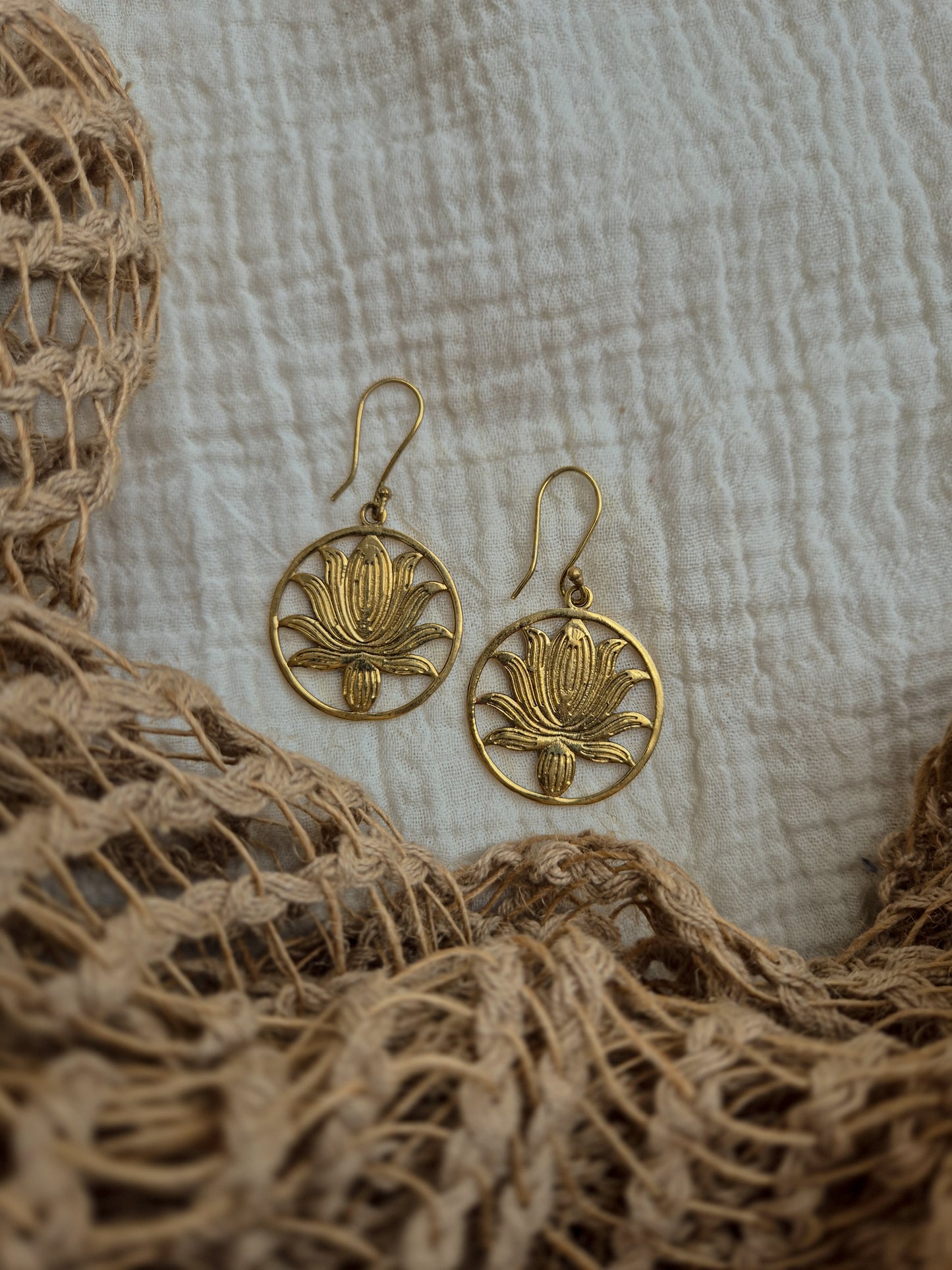 Kalam ki jaan lotus brass earrings