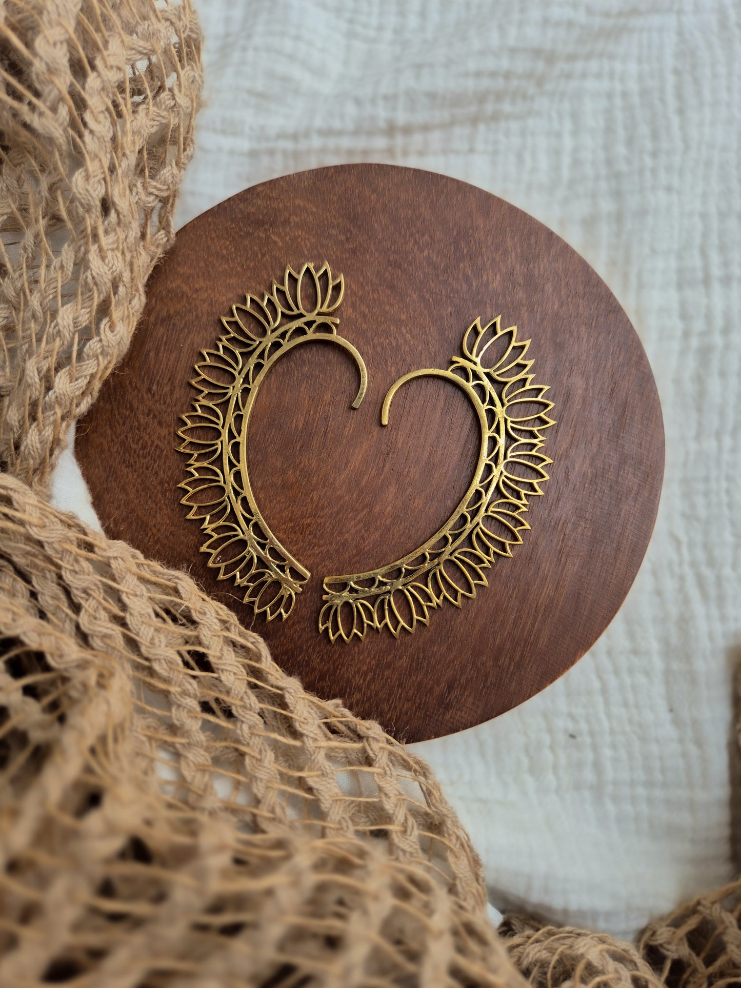 Padma lotus brass ear cuff