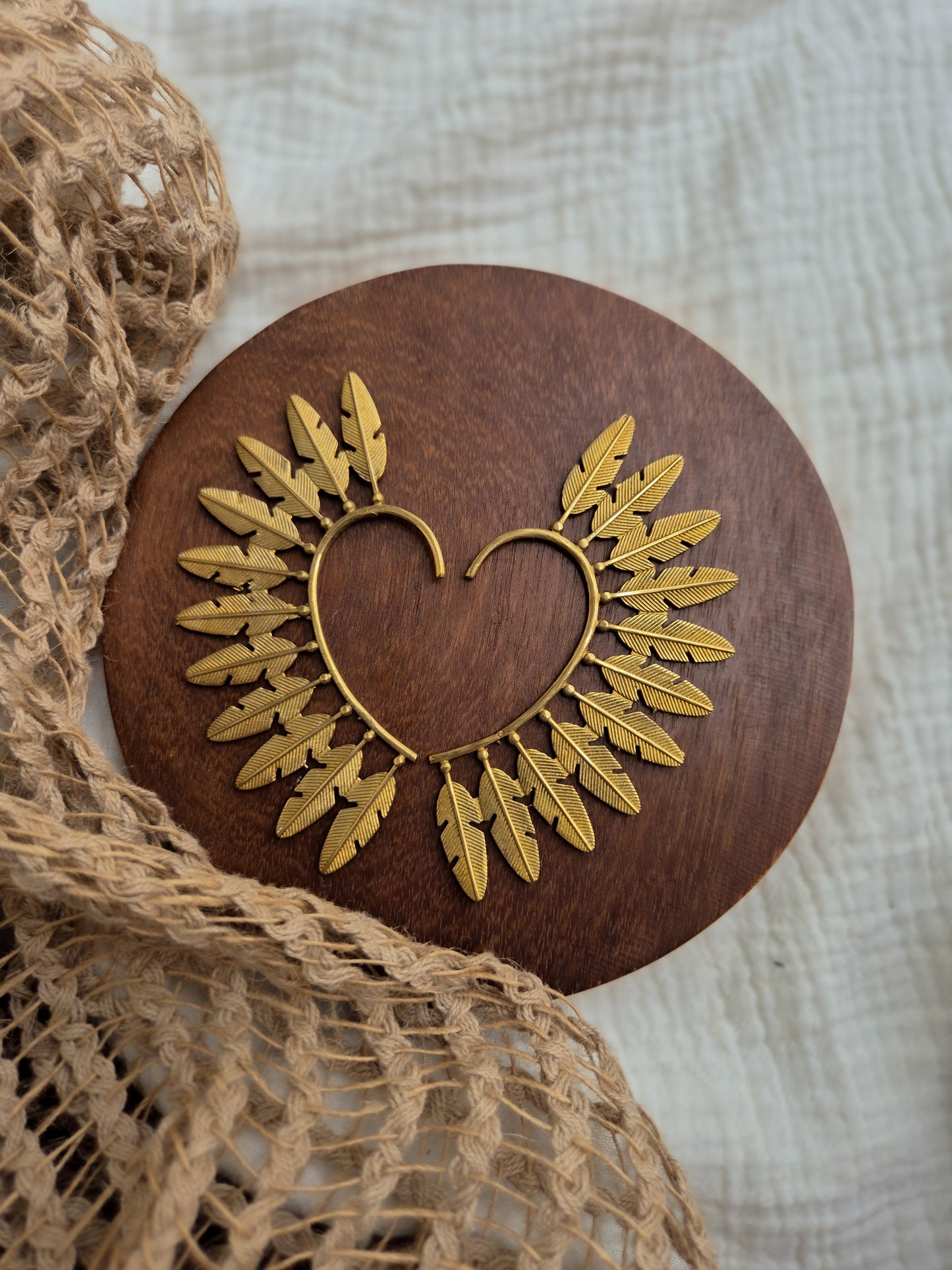 Udaan feather brass ear cuff