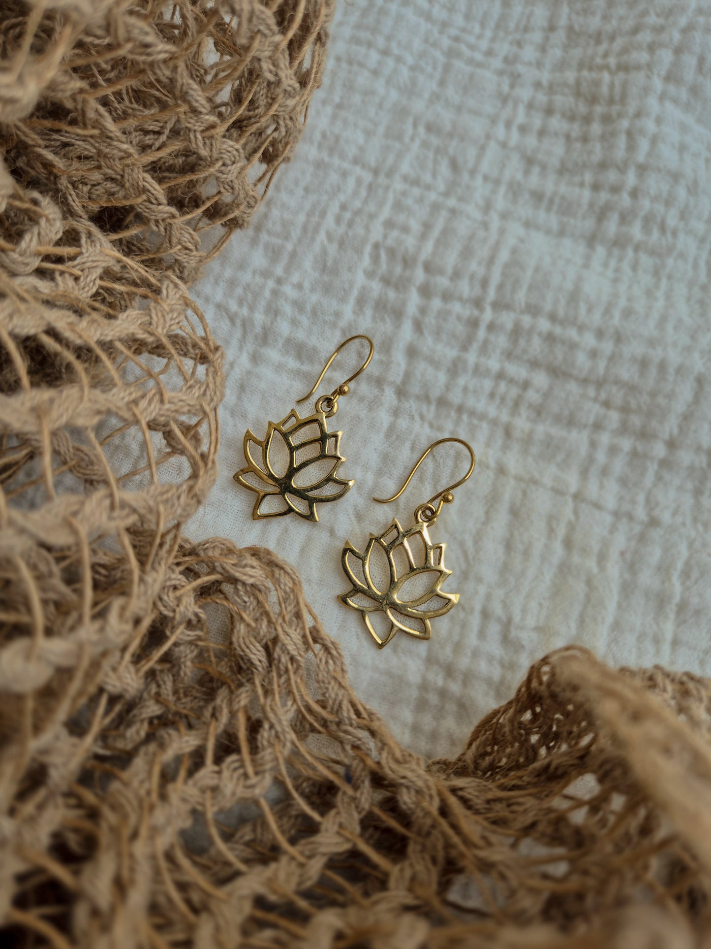 Kumud lotus brass earrings