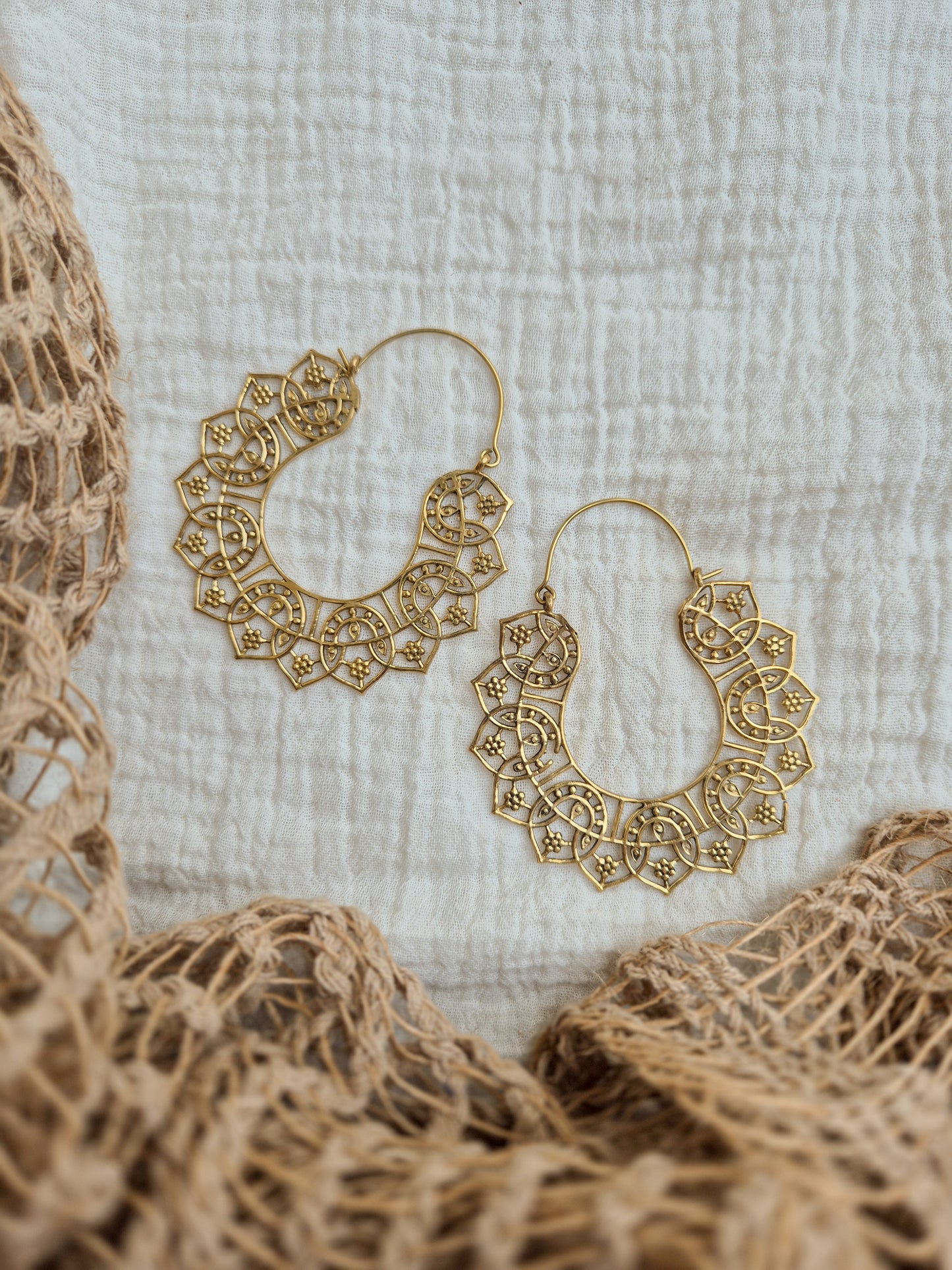 Heritage hoop brass earrings