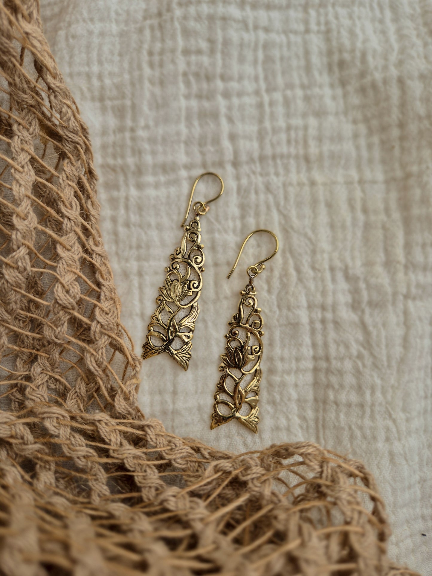 Tiarna garden floral brass earrings