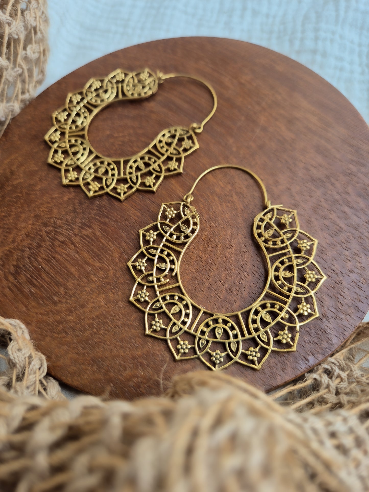 Heritage hoop brass earrings