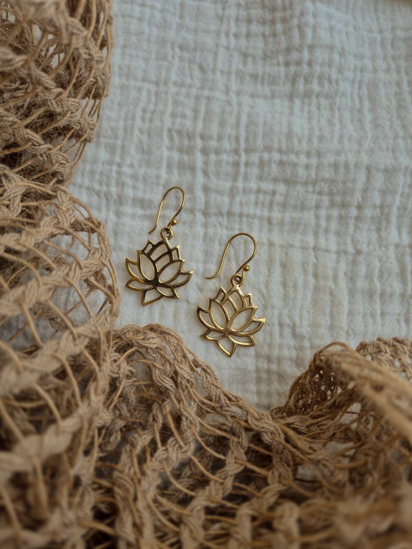 Kumud lotus brass earrings