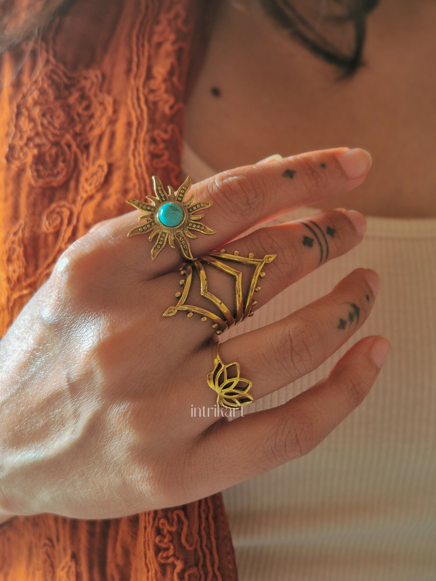 Divine Aura Adjustable brass ring