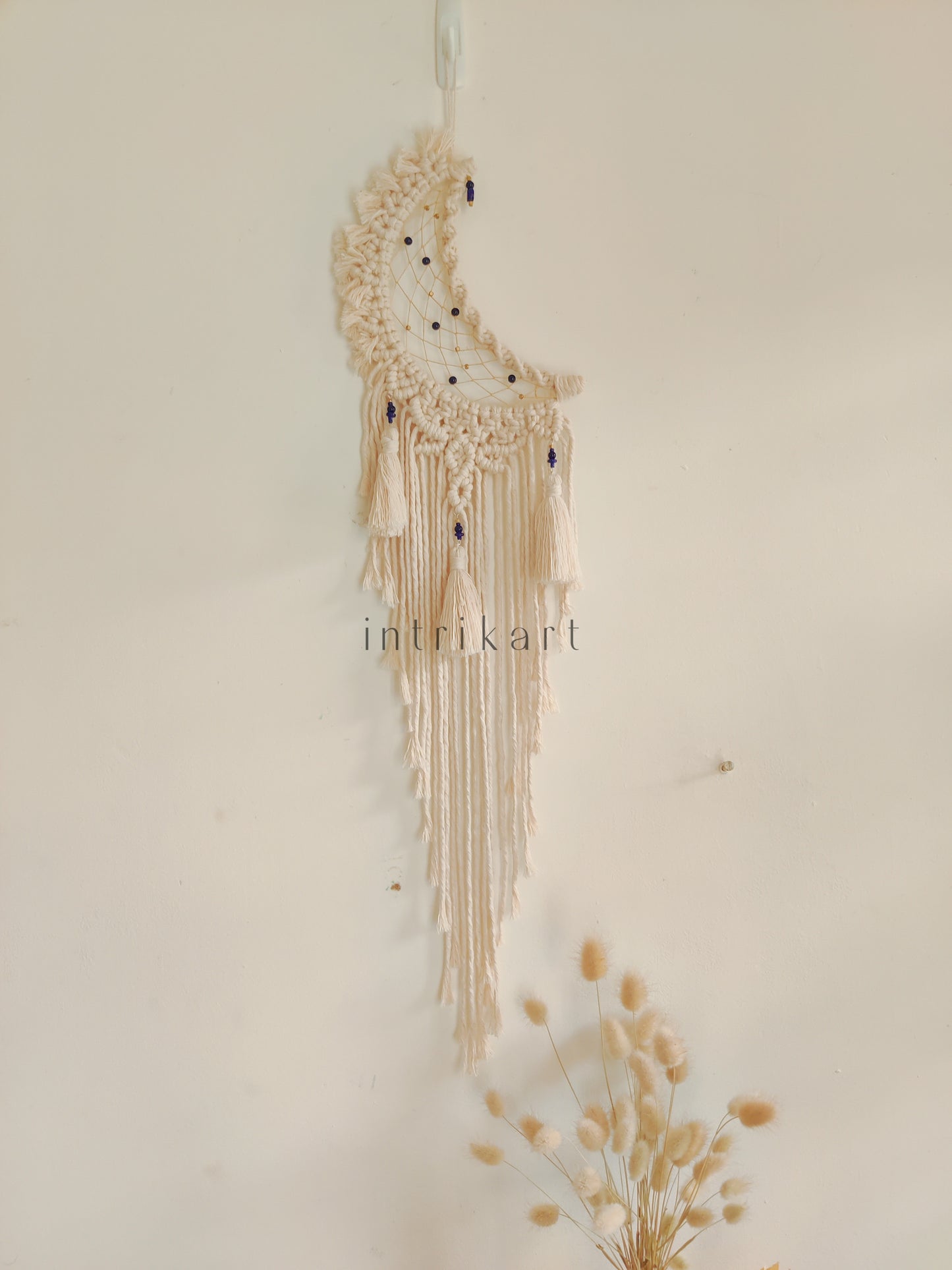Offwhite moon macrame dreamcatcher