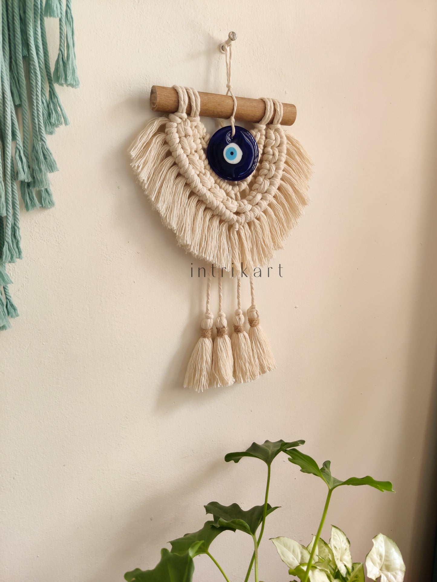 Mini evil eye tassel macrame wall hanging