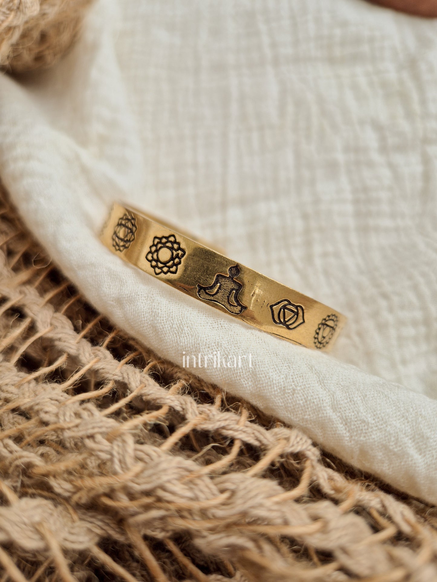 Seven chakra brass adjustable kada bracelet