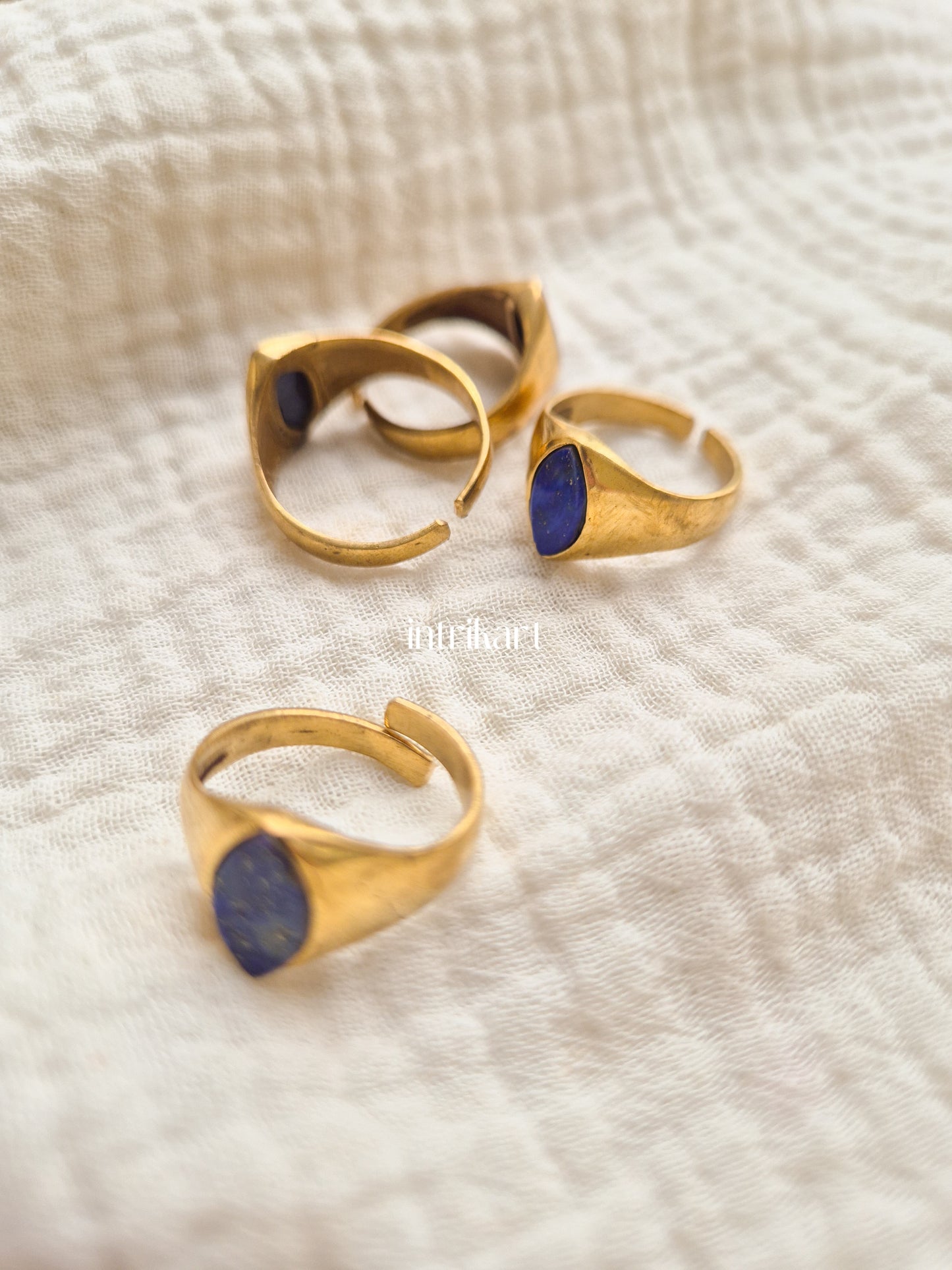 Evara lapis blue brass ring
