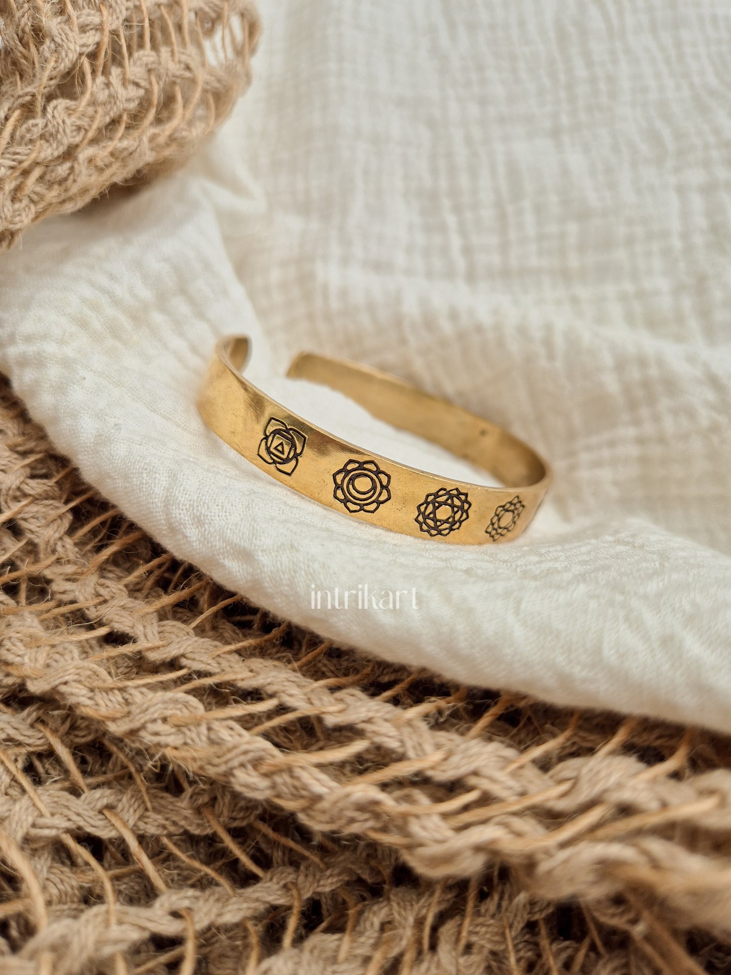 Seven chakra brass adjustable kada bracelet