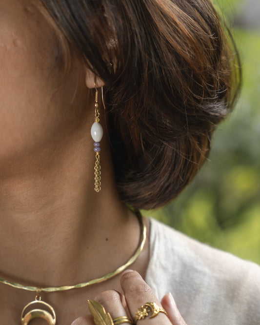 Moonberry drops brass earrings