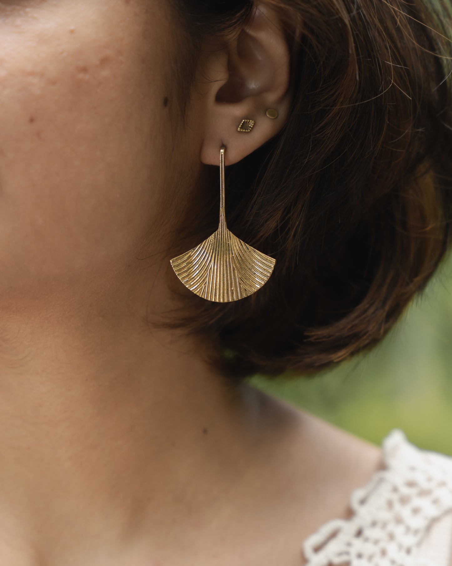 Aureya petal brass earrings