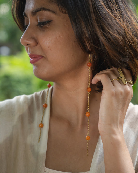 Sunset nomad orange brass earrings