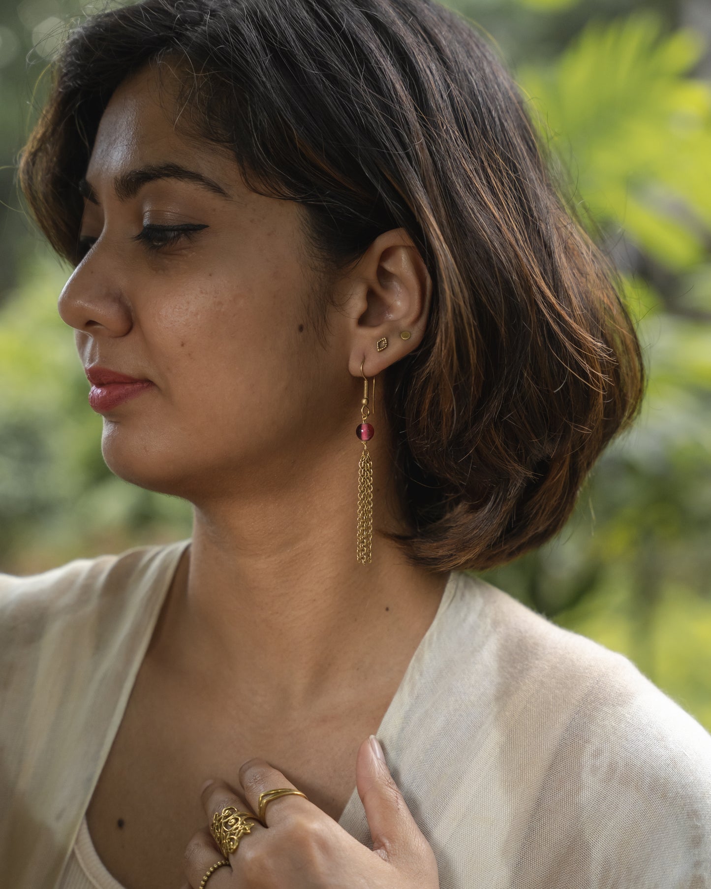 Gulnaar beaded brass earrings