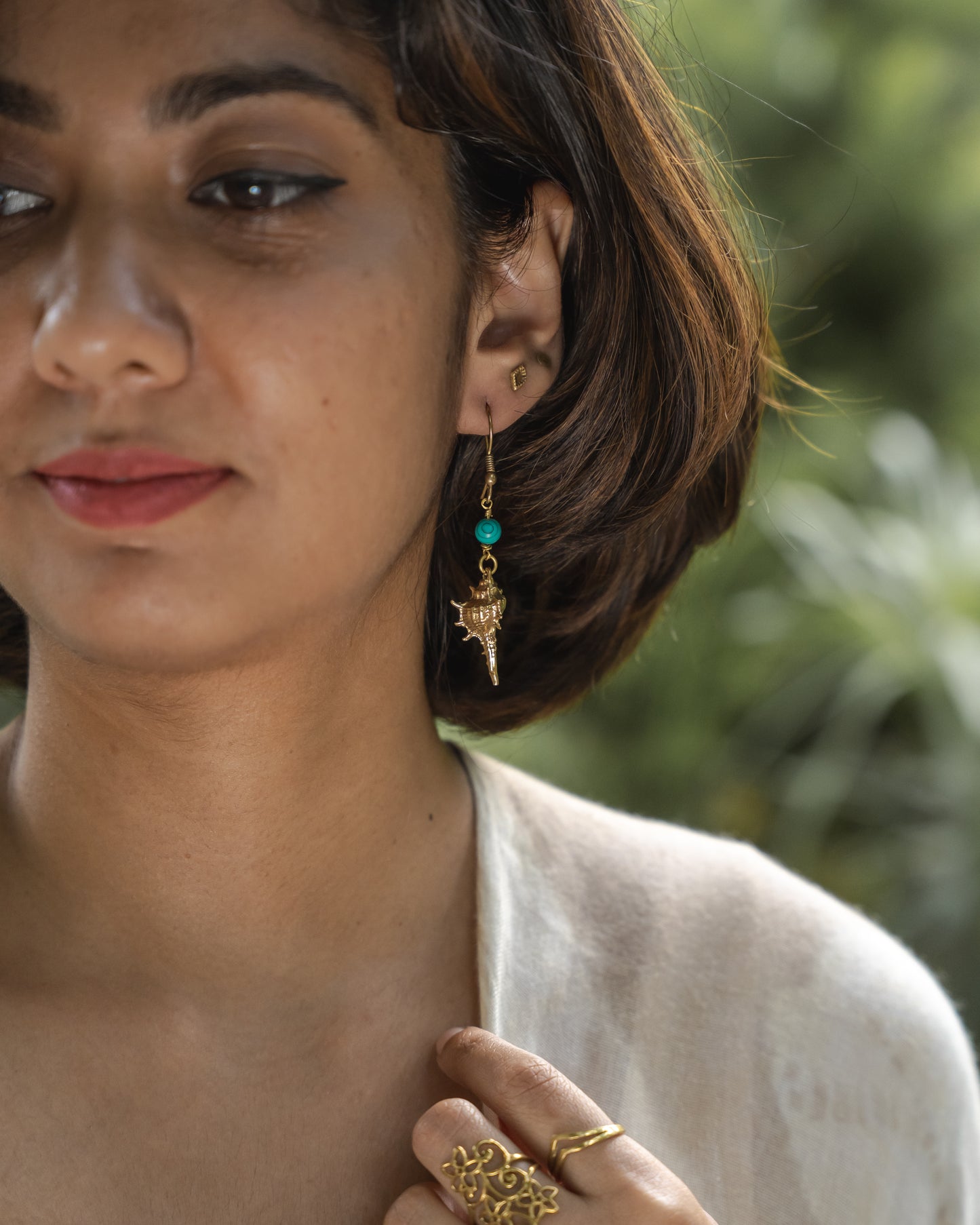 Ocean nomad turquoise brass earrings